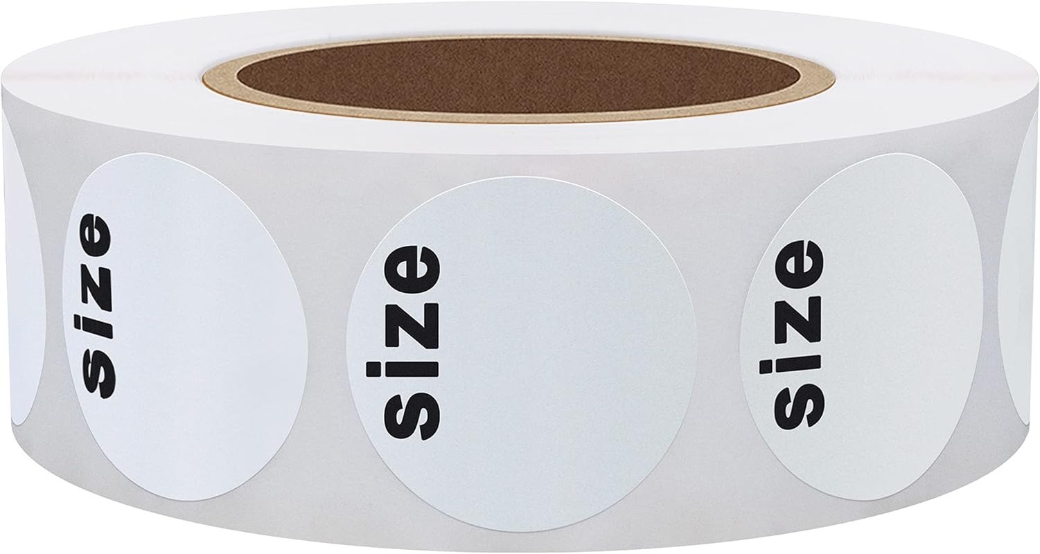 Hybsk 500 Pcs Clothing Size Stickers round Blank Stickers White round Self Adhesive Labels for Apparel Retail, Clothing（White） image number 1