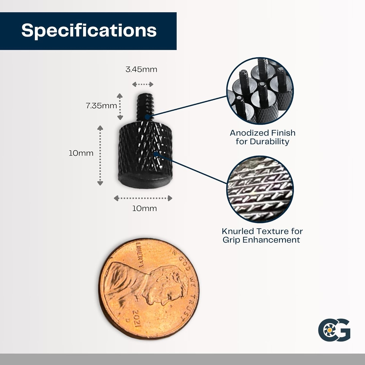 10 X Black Anodized Aluminum Computer Case Thumbscrews (6-32 Thread) for Cover / Power Supply / PCI Slots / Hard Drives image number 1