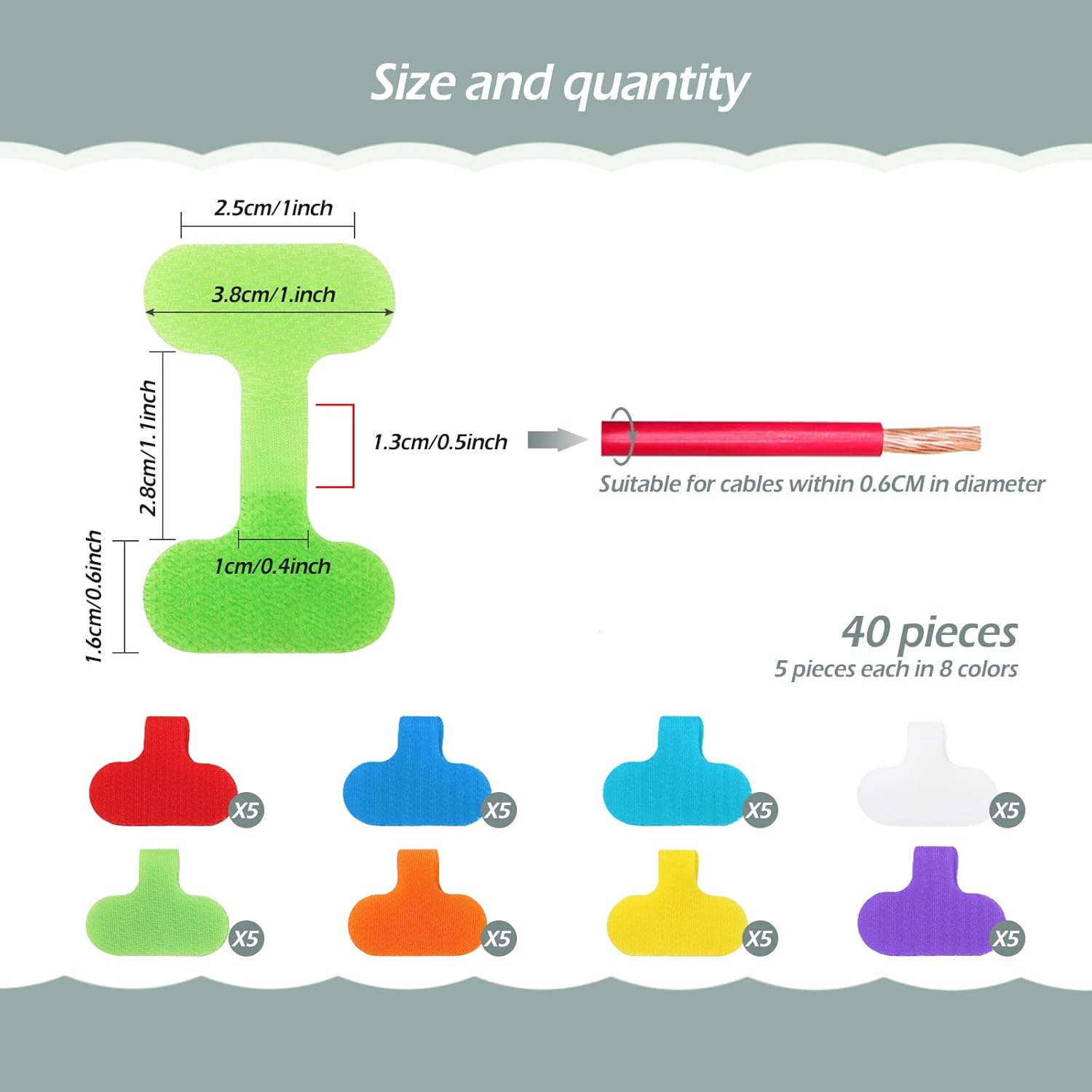 Geeric 40 Pieces Multi-Color Cord Labels, Write on Oval Cable Tags Hook and Loop Wire Tags for Cable Management Organizer, Electronics, Computers and More image number 1
