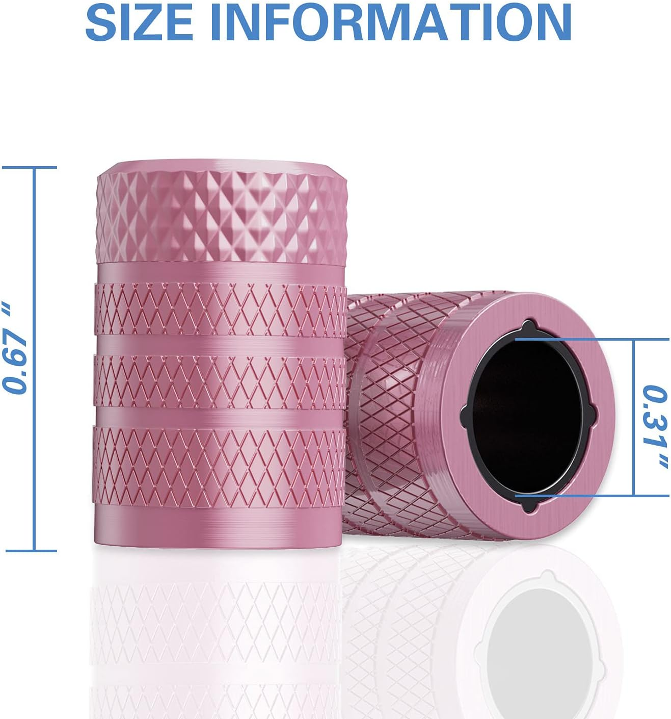 Ckauto Tire Valve Stem Caps, Pink, 4 Pcs/Pack, Anodized Aluminum Tire Valve Cap Set, Corrosion Resistant, Universal Stem Covers for Cars Trucks Motorcycles Suvs and Bikes - Black image number 5