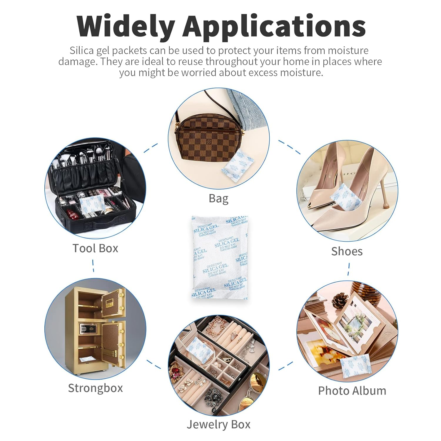 Silica Gel Packs - 80Pcs 20Gram Moisture Absorbers, Premium Transparent Desiccant for Storage, Silica Gel Desiccant Packets Food Safe for Moisture image number 6