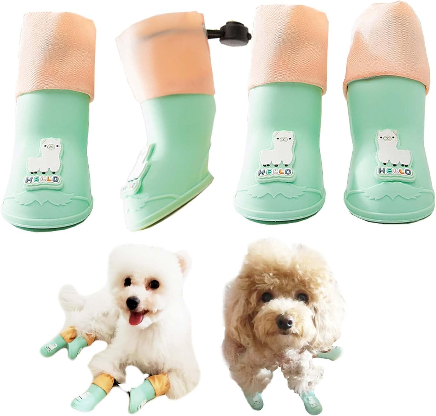 4Pcs Waterproof Dog Boots Dog Shoes for Snow and Rain Middle and Small Dogs (Blue Alpaca, S) image number 3