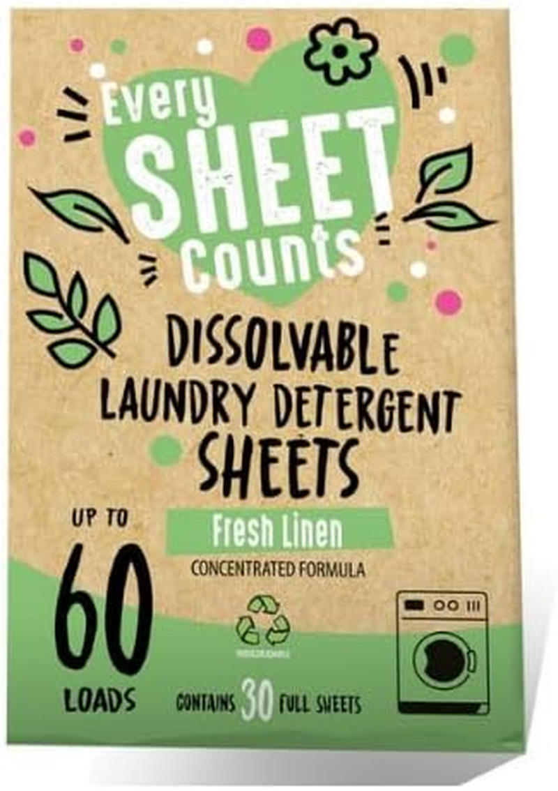 Laundry Detergent Sheet, Fresh Linen Scent, Biodegradable, Eco Friendly, Travel Size