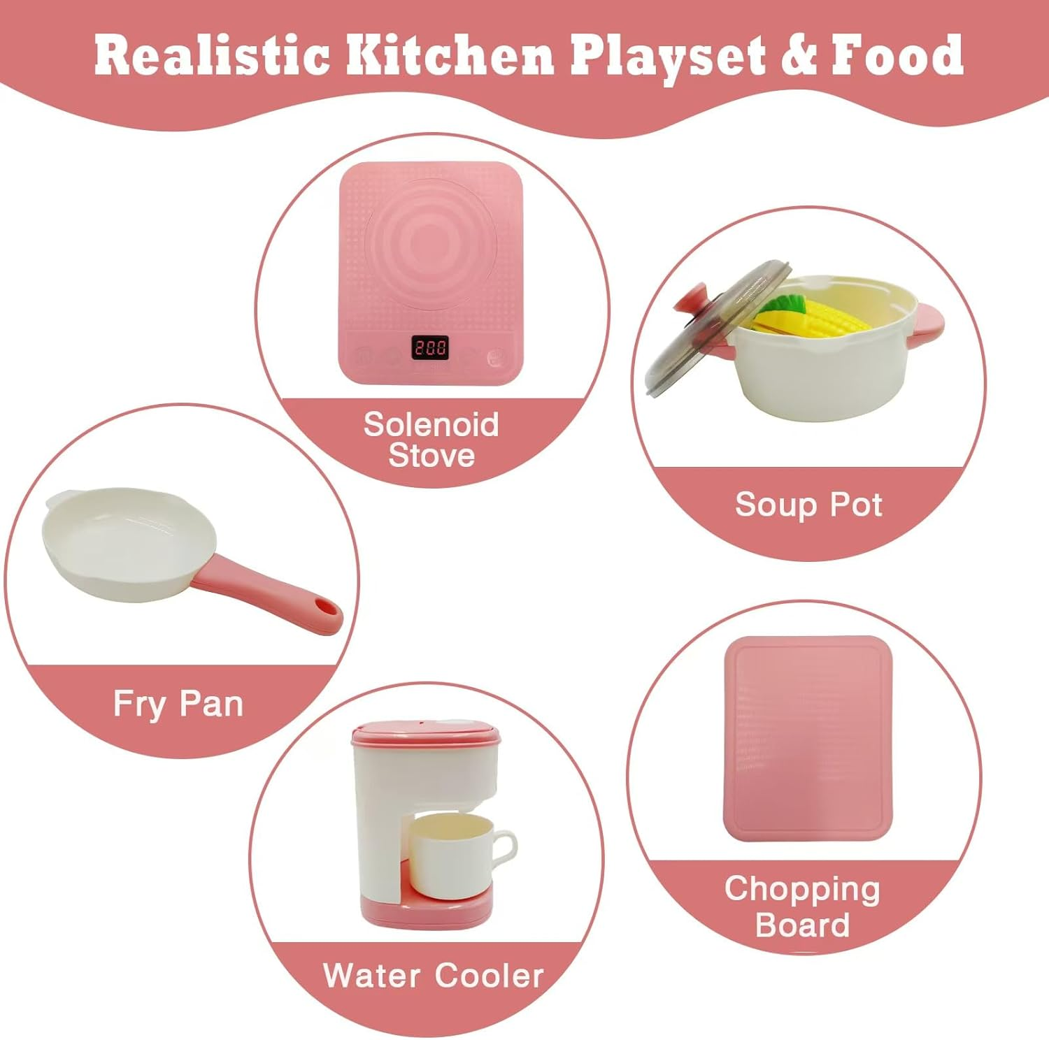 48-Piece Toddler Cooking Set with Realistic Stove & Utensils &ndash; Pretend Play Kitchen Toys for Kids (3-8 Years) Bpa-Free, Skill-Developing, Christmas Birthday Gift image number 4