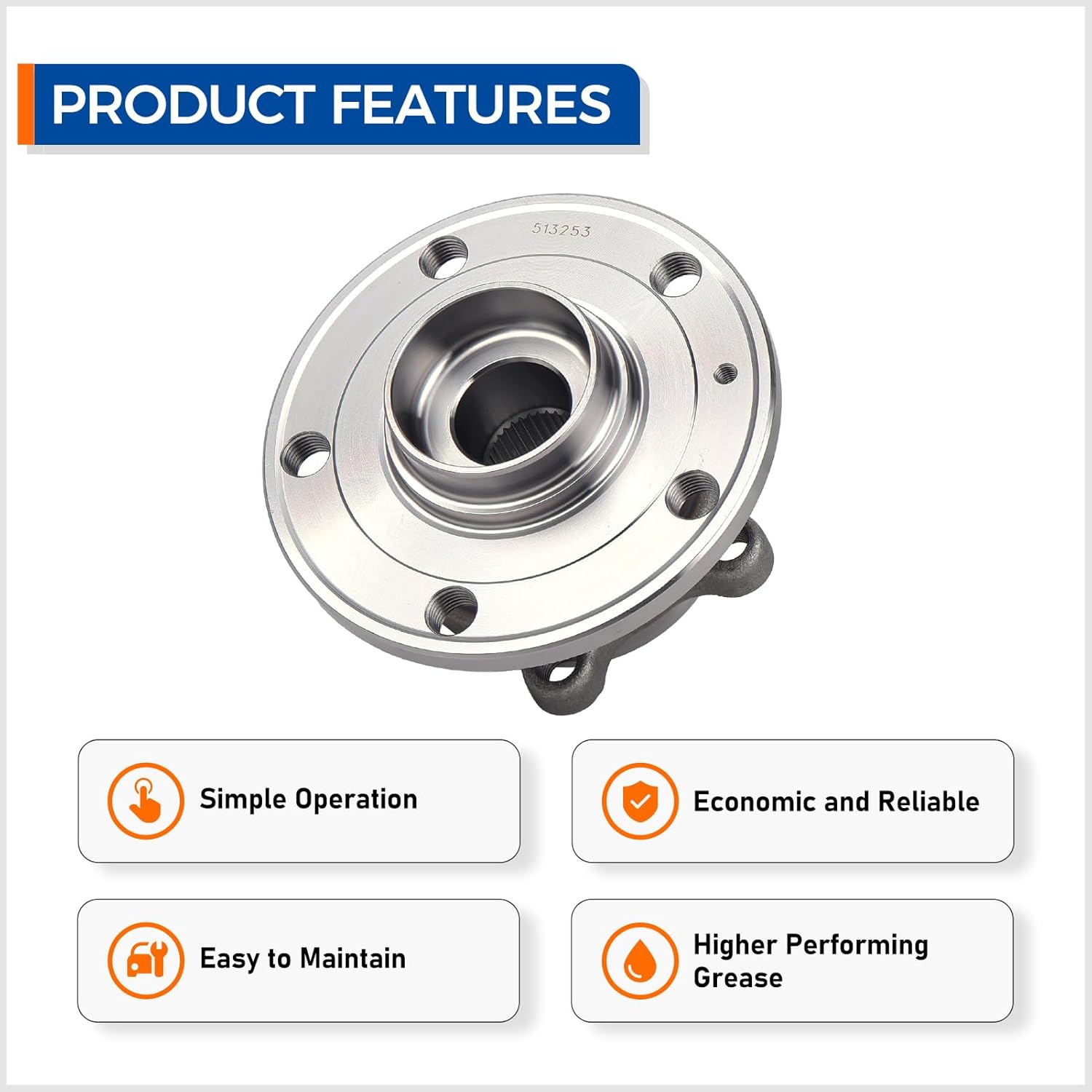 PAROD 513253 2PCS Front Wheel Bearing Hub Assembly Fit for Audi A3 Quattro Q3 TT 12-18 VW Beetle 09-17 CC 07-16 Eos 10-14 Golf 12-13 Golf R 10-14 GTI 05-18 Jetta Passat 08 R32 Rabbit Tiguan W/Abs image number 1