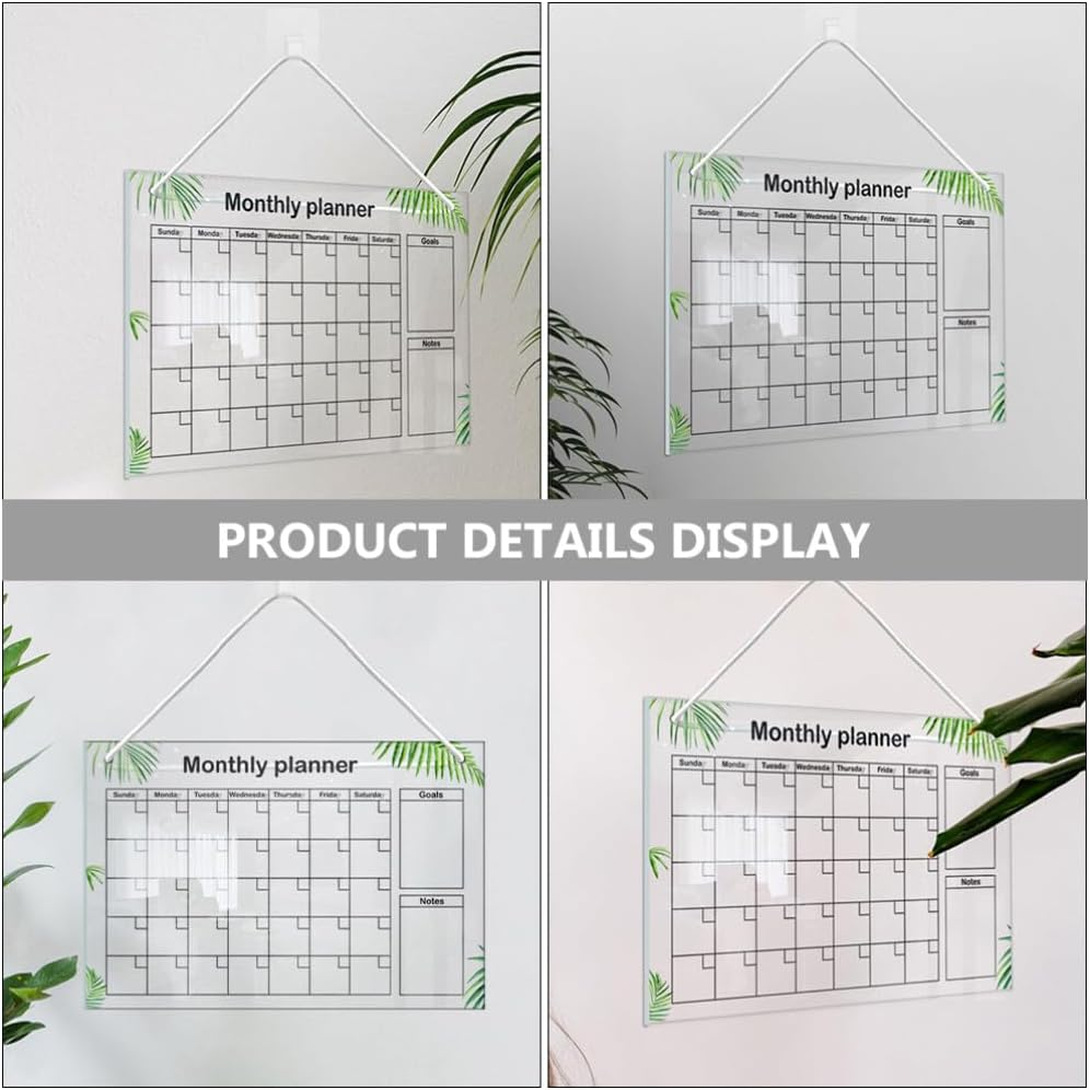 1Set Acrylic Memo Board Erasable Board for Home Office Transparent Design Includes Hook White Rope For image number 5