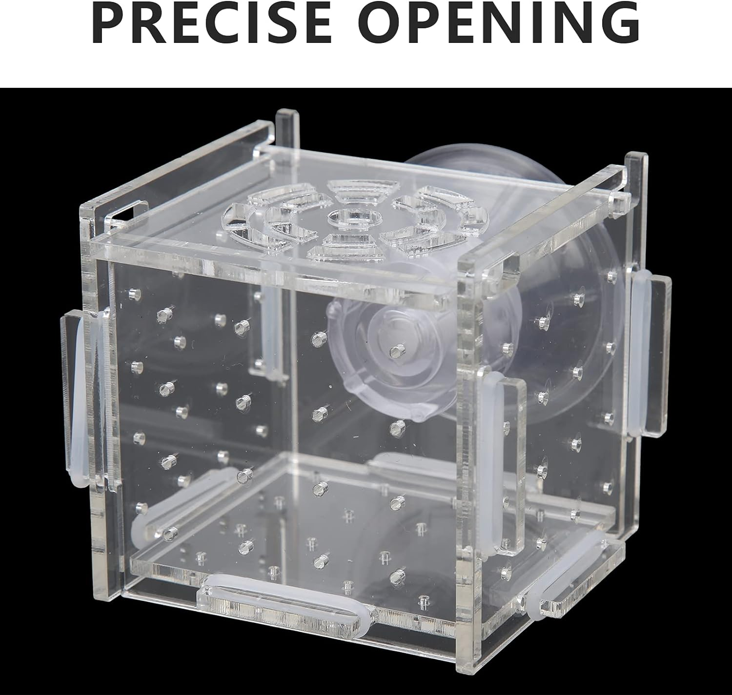Fish Breeding Box, Aquarium Hatchery Transparent Fish Isolation Box with Feeding Hole for Shrimp(Single Grid Small Mini 6 * 6 * 6)