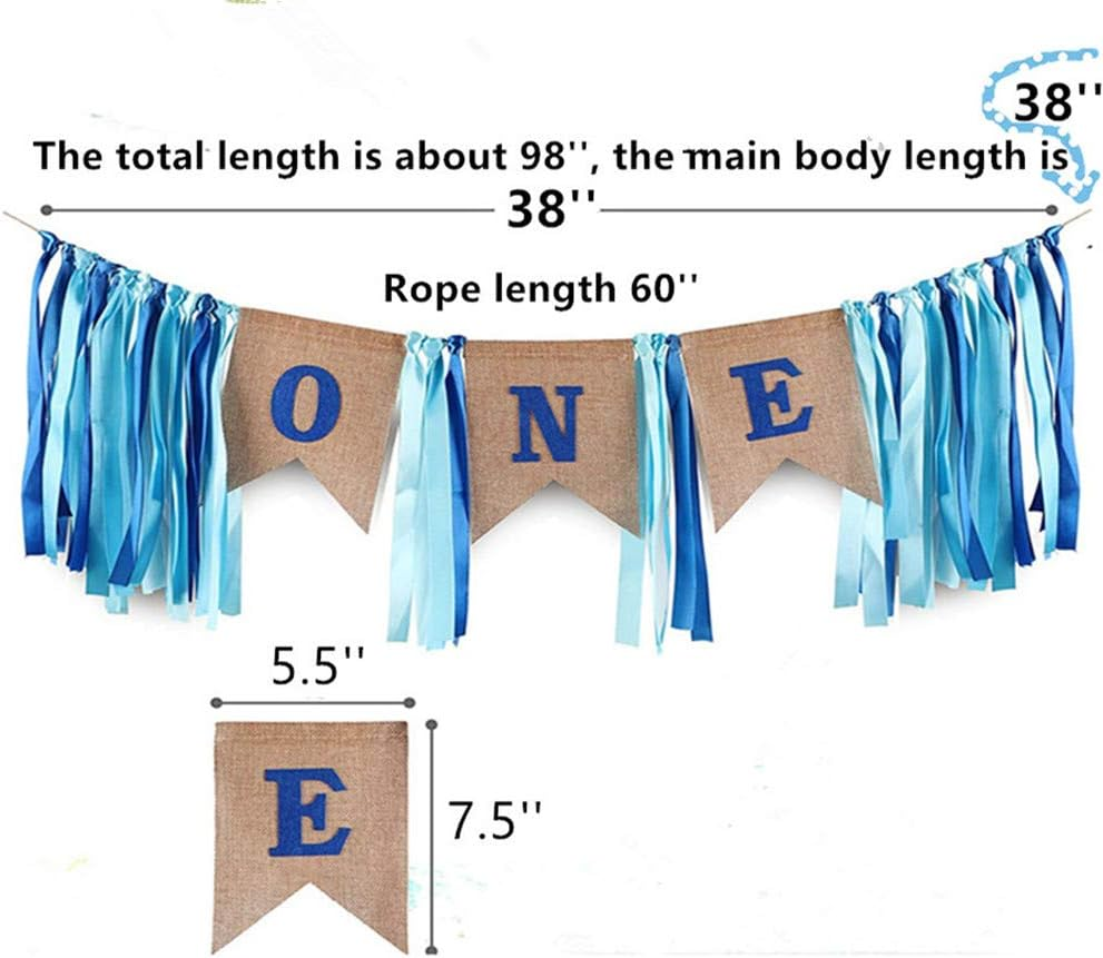 SS Cohen 1St Birthday Decorations,Baby Boy'S First Birthday Banner,Burlap Highchair Banner for 1St Birthday Boy Decorations image number 3