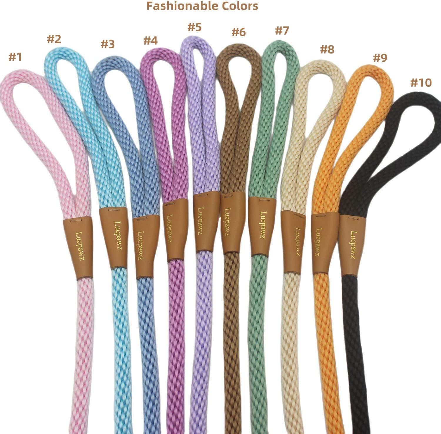 Slip Leads for Dogs 6FT, Checkcord Rope Slip Leash, No Pull Dog Rope Slip Leash, Easy to Use Leash Collar Combo Black - Beige image number 5