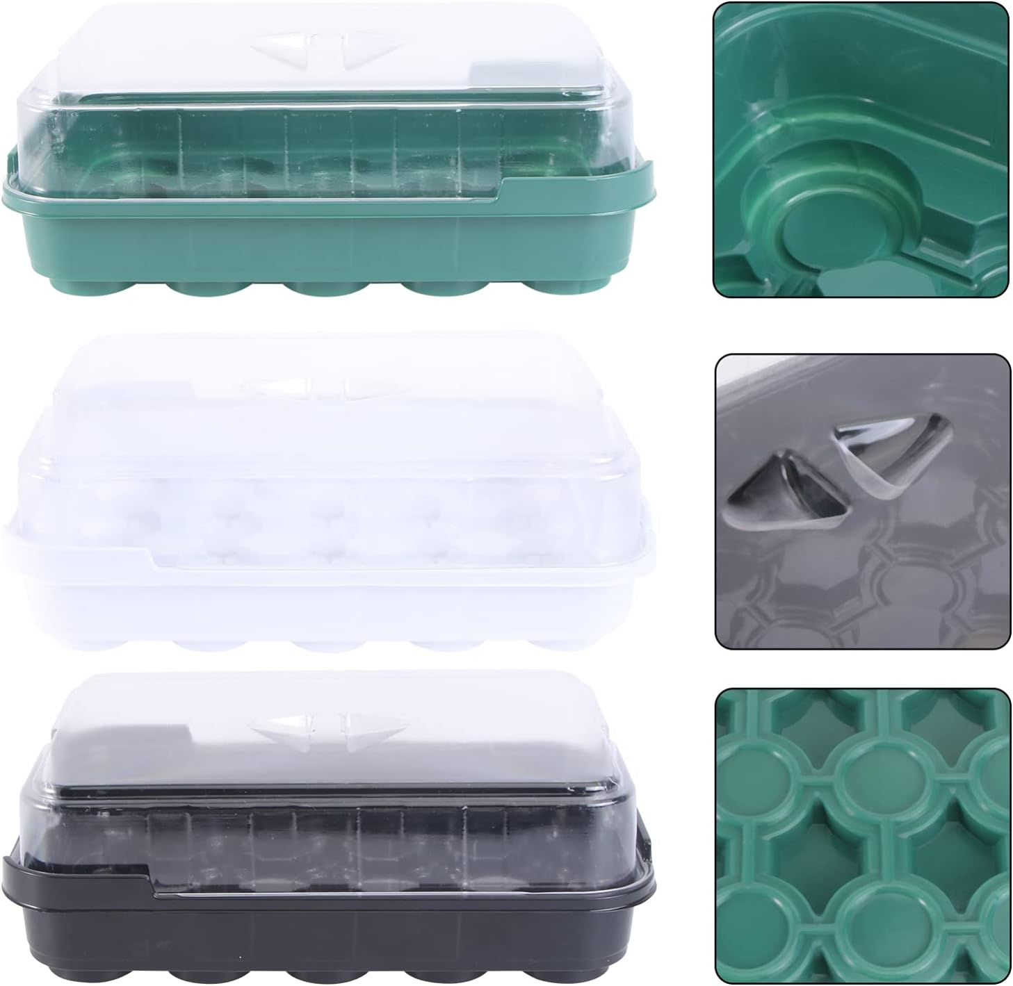 3 Sets Seedling Tray Hydroponic Grow Tray for Garden for Planting Seeds and Sprouting Kit image number 5