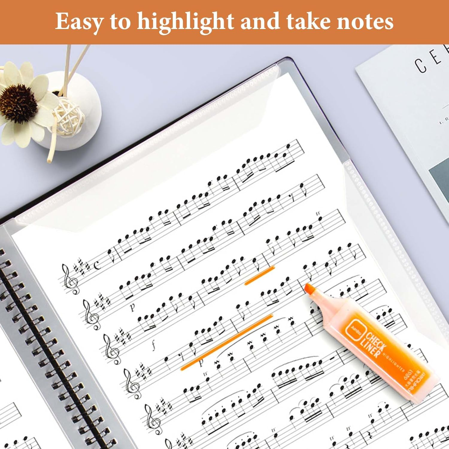 A4 Sheet Music Folder, 4 Page Expand, Writable Choir Folder, Music File Display Folder Presentation Binder for Piano Guitar Violin Paper Document Music Lovers Students Use