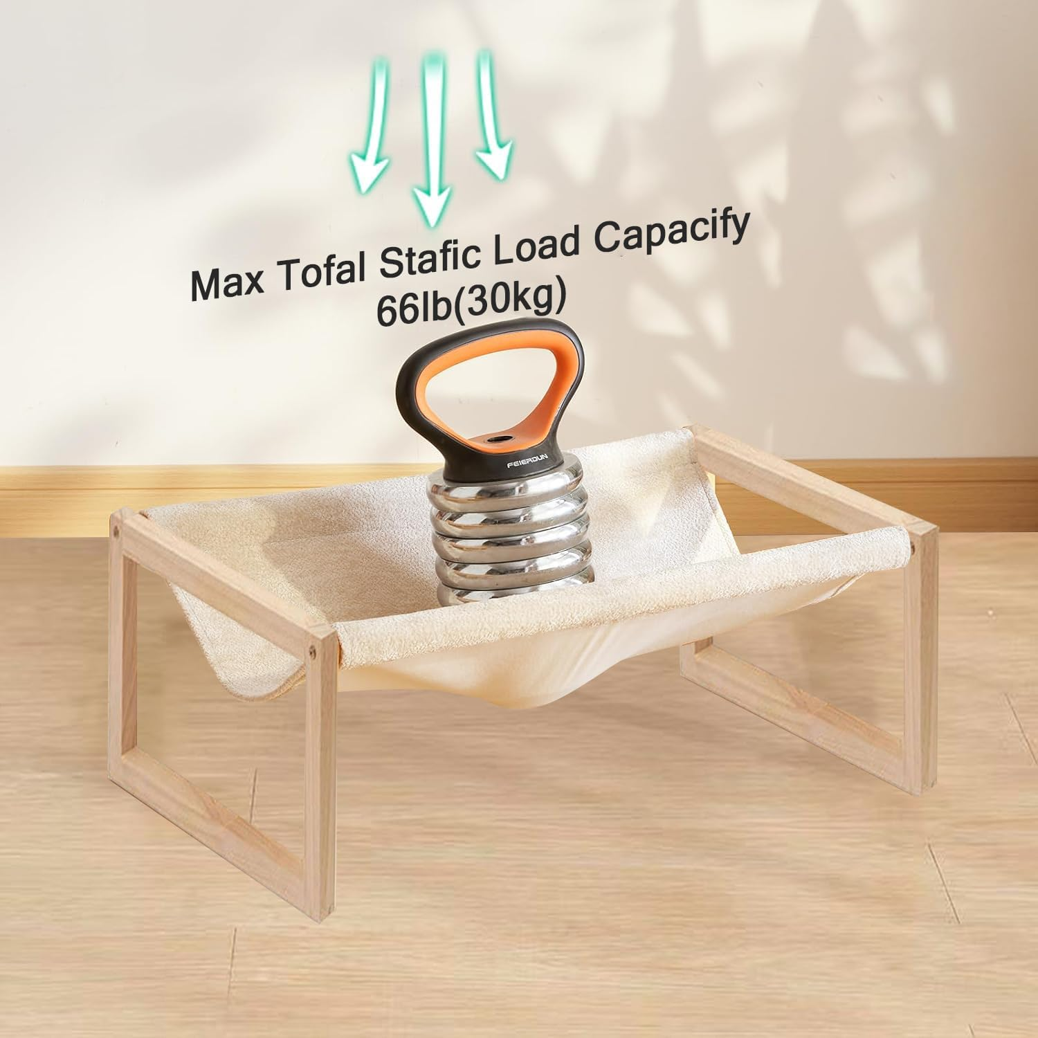 Cat Bed， Wooden Hammock Cat Bed， Cooling Outdoor Bed for All Seasonscat Beds, 20.5 X 16.5 Inch Cat Couch, Suitable for Cats, Dog, Bunny, Rabbit, Kitten and Small Animal image number 3