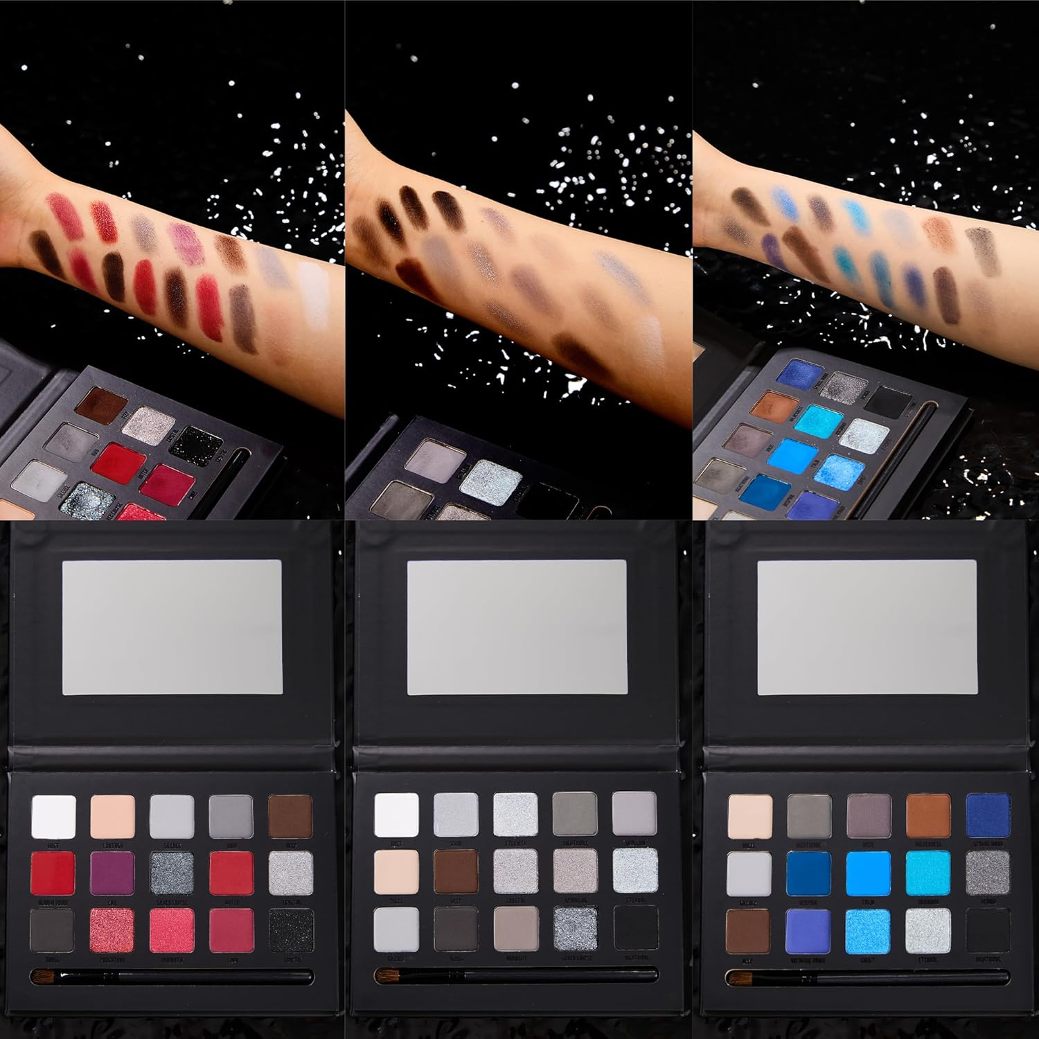 VANERIA Black Smokey Eye Shadow Palette,15 Colors Matte Glitter Metalli Eyeshadow Palette,Long Lasting Waterproof Pallete (Goth Red) image number 1