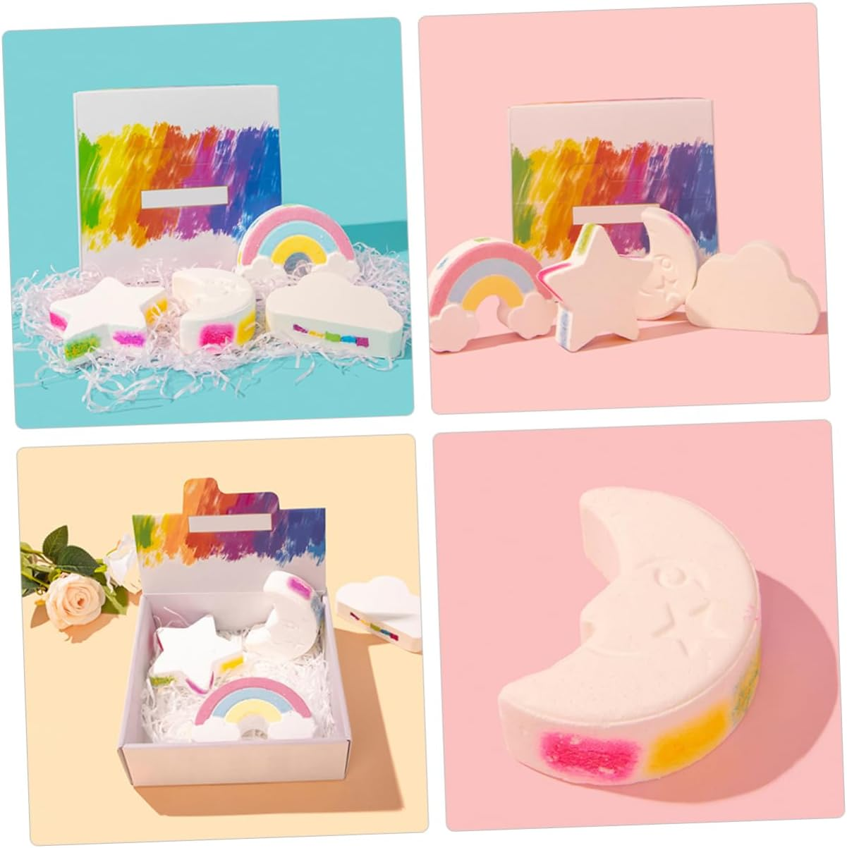 4Pcs Cute Essential Oil Bathing Bomb Bubble Shower Salt Bomb Travel Bath