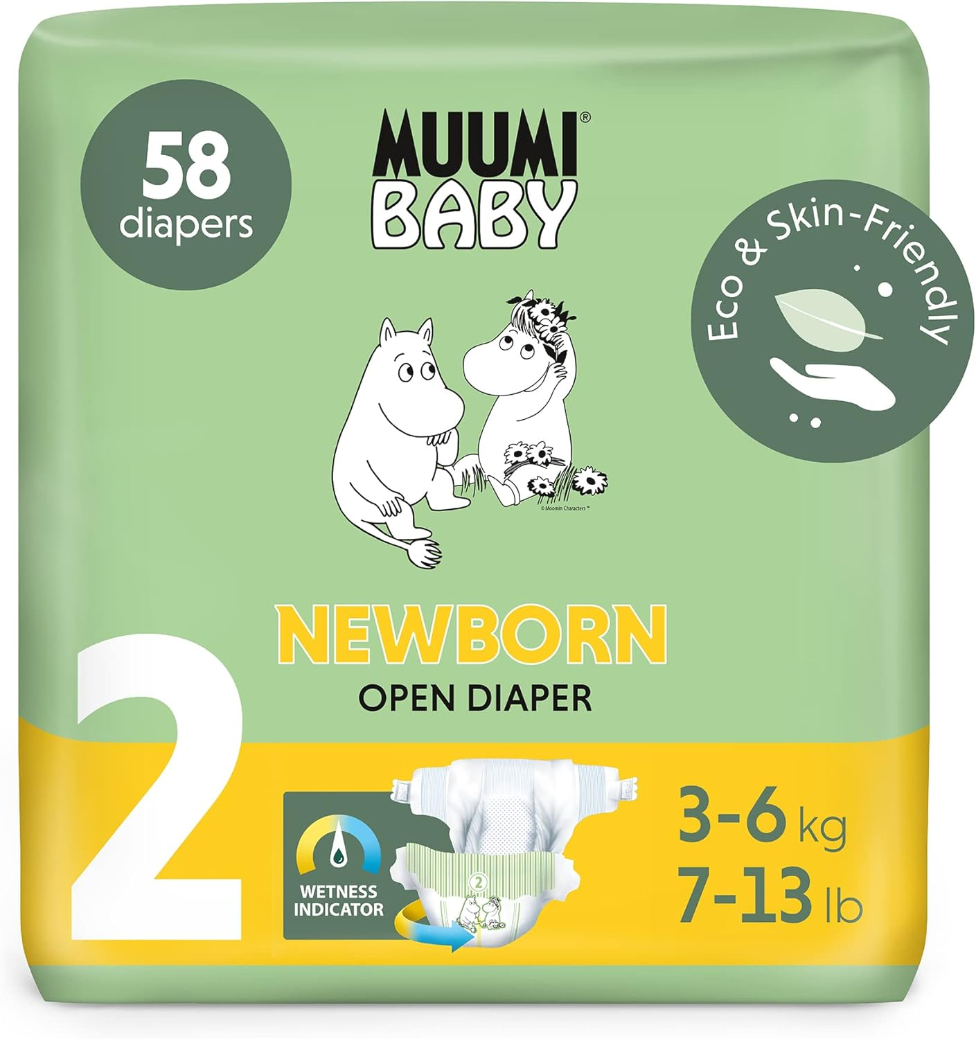 Muumi Baby Nappies Pack of 58, Size 2 Mini 3-6 Kg image number 4