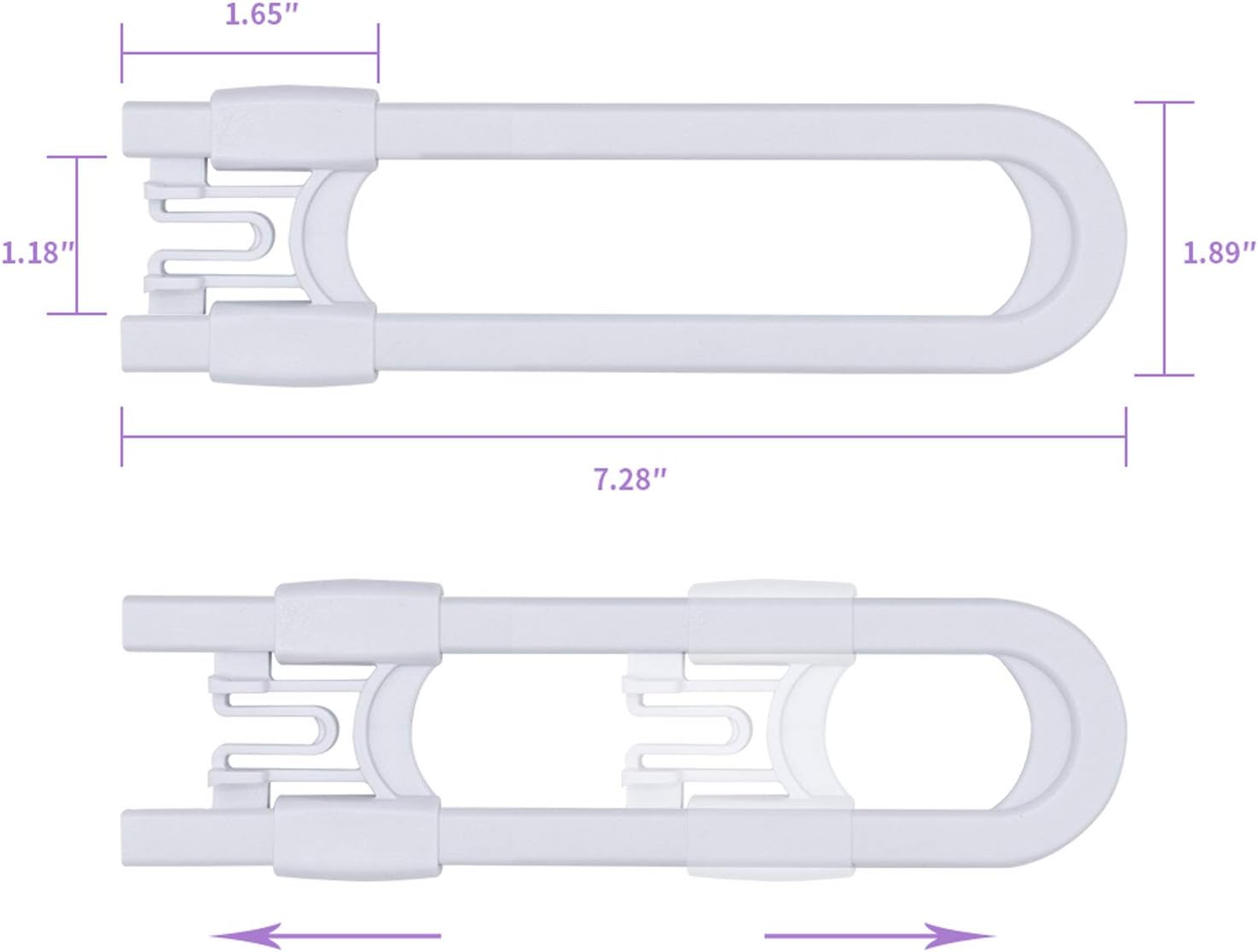 Sliding Cabinet Child Safety Locks-Grandoto U Slide Door Locking for Childproof Safe Latch & Baby Proofing Lock for Wardrobe,Kitchen,Bathroom,Drawer,Fridge,Cupboard Doors Knobs & Handles(10Pack White) image number 5