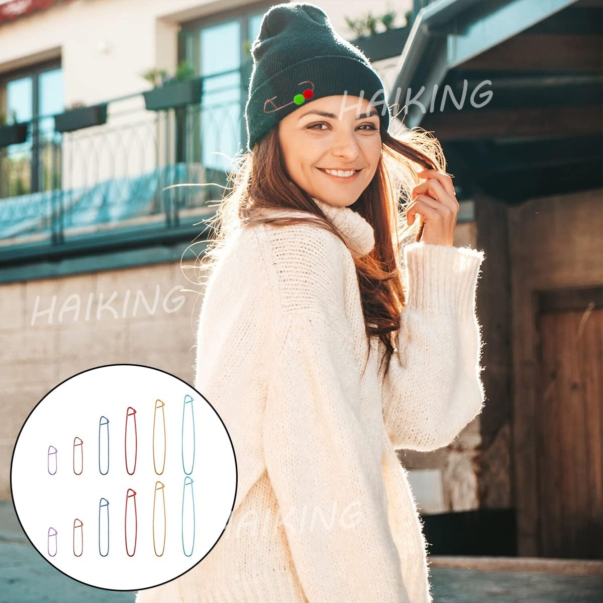 Knitting Tool, 12 Pcs Yarn Stitch Holder for Sweater, Crochet Knitting, Sewing (6 Sizes) image number 3