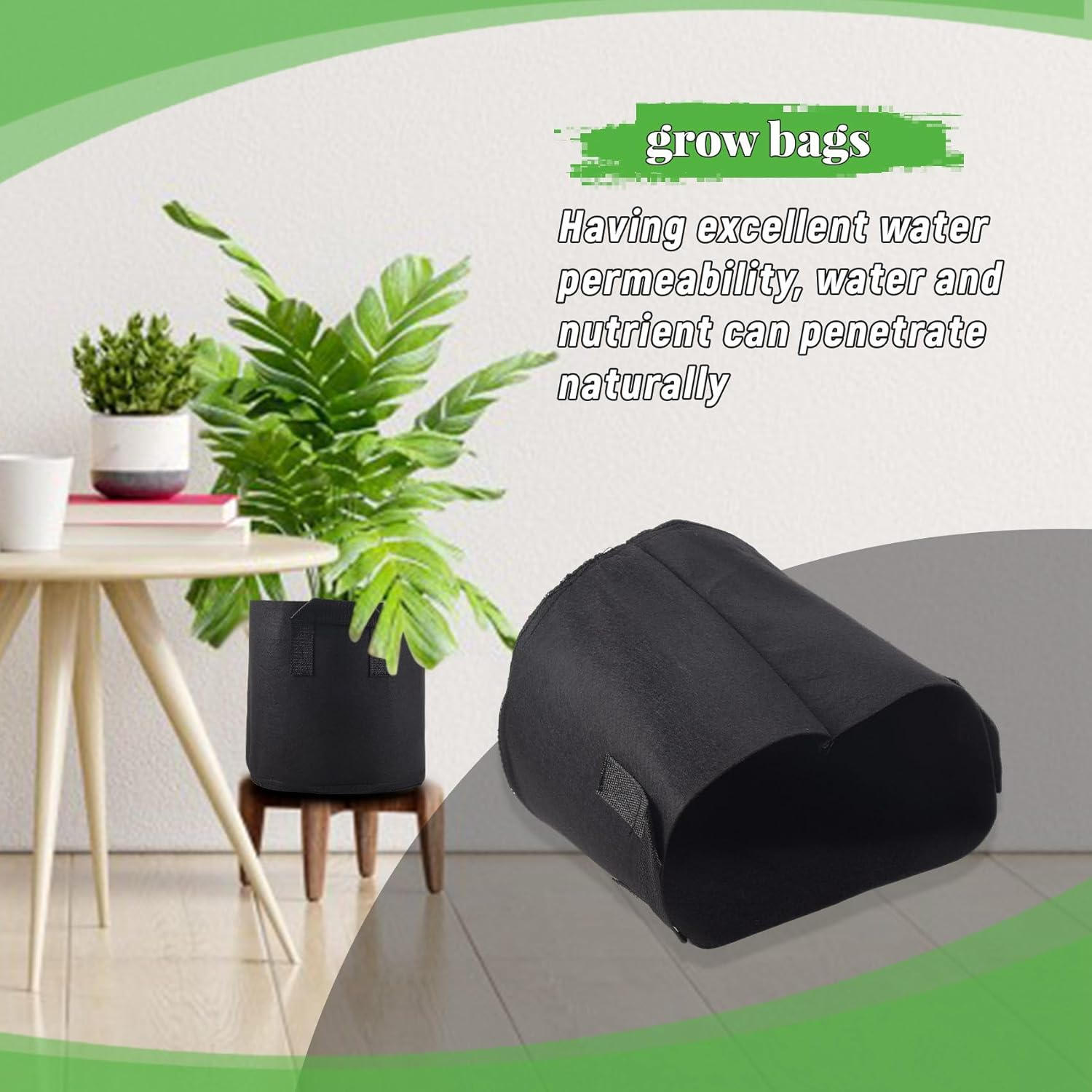 Fabric Pots Container, 5 Pack 3 Gallon Plant Grow Bags, Fabric Containers with Strap Handles for Potato, Flower, Home Gardening Supply image number 5