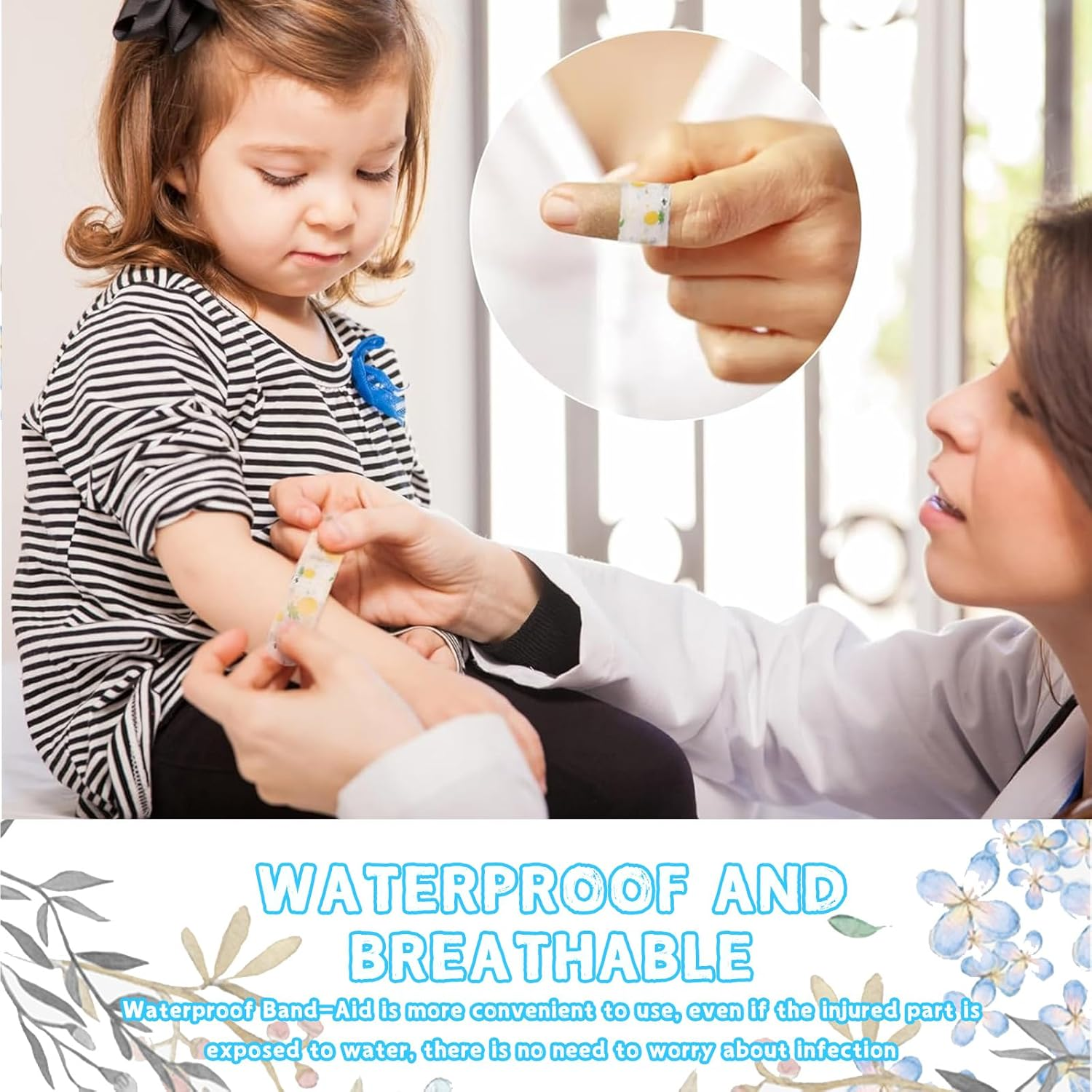 120-Pack Bandages - Waterproof and Breathable, Hypoallergenic, Latex-Free - Various Cute Cartoon Designs, Breathable Bandages Protect against Scrapes and Cuts. image number 5