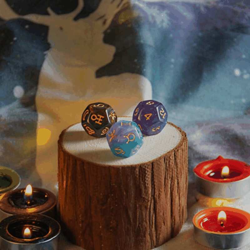 3 Pieces Acrylic Pearl Astrological Dice for Constellation Divination Accessory 3 Colors D12 Glitter Dice Set image number 5