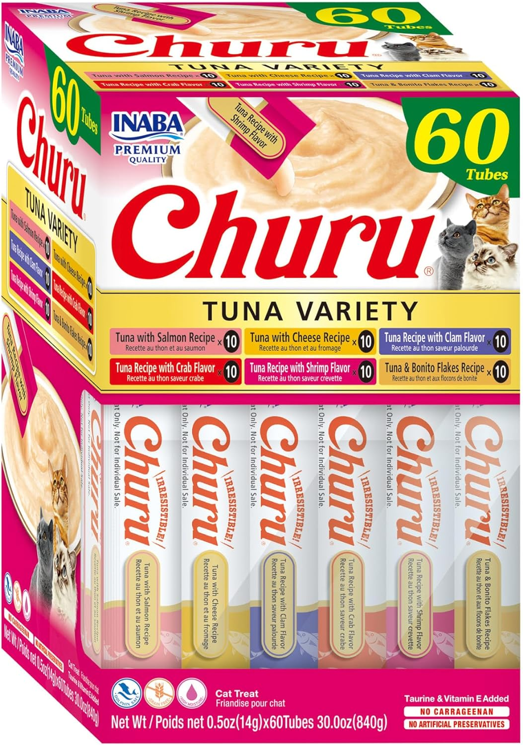 Inaba Churu Tuna Cat Treats Variety Box (60 Tubes X 14 G) image number 6