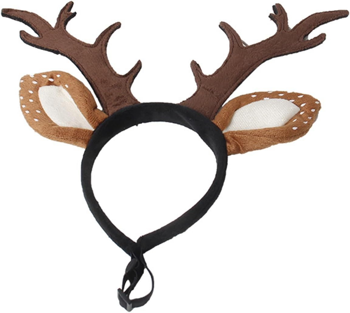 Adjustable Christmas Pet Deer Antlers Headbands Dog Reindeer Head Band Elk Headwear Cosplay Costume for Cat Puppy Pet &hellip; (Antlers, L) image number 3
