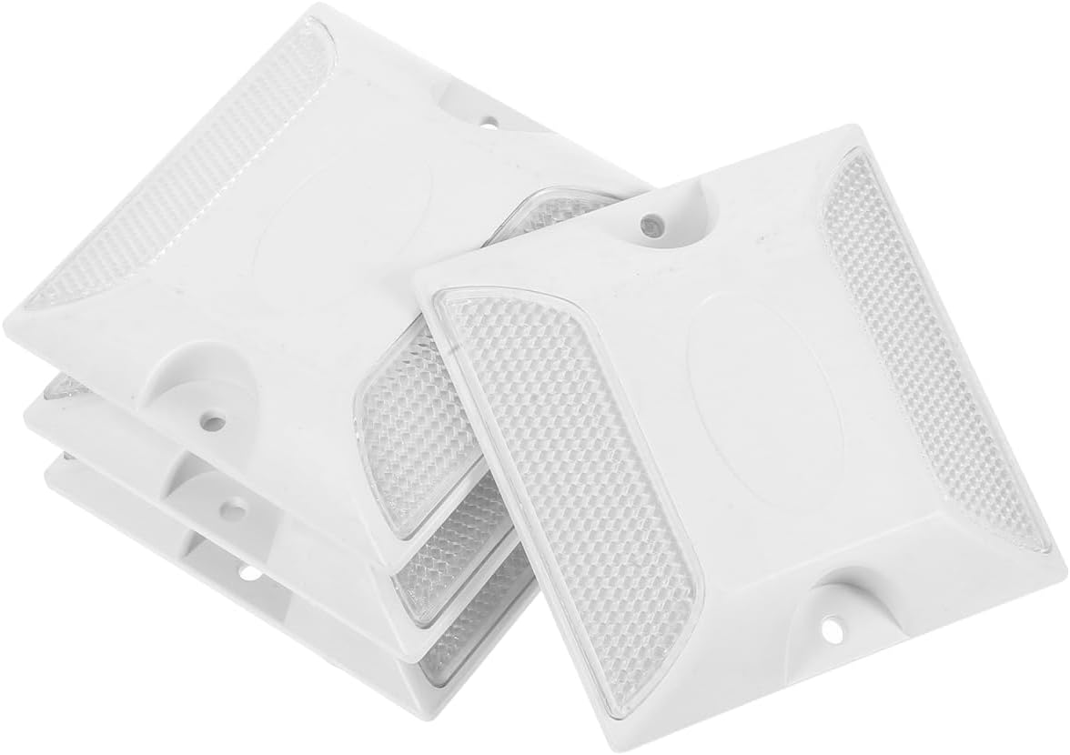 Reflective Road Studs Pavement Markers 4Pcs ABS Raised Plastic Highway Accessories High Visibility Reflectors for Driveway Entrance Night Safety