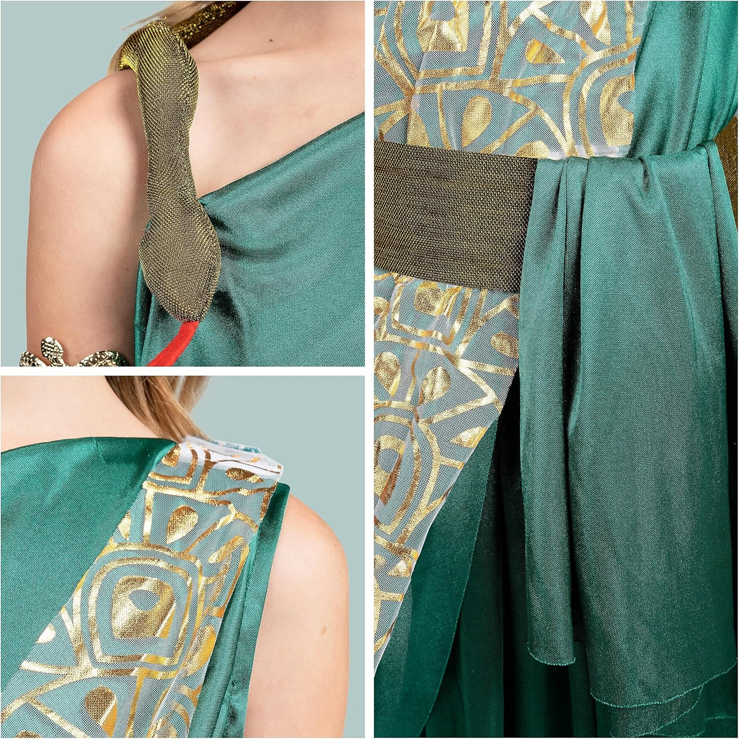 Spooktacular Creations Girls Medusa Costume, Child Green Medusa Dress with Headpiece Armlet for Kids Halloween Role Play