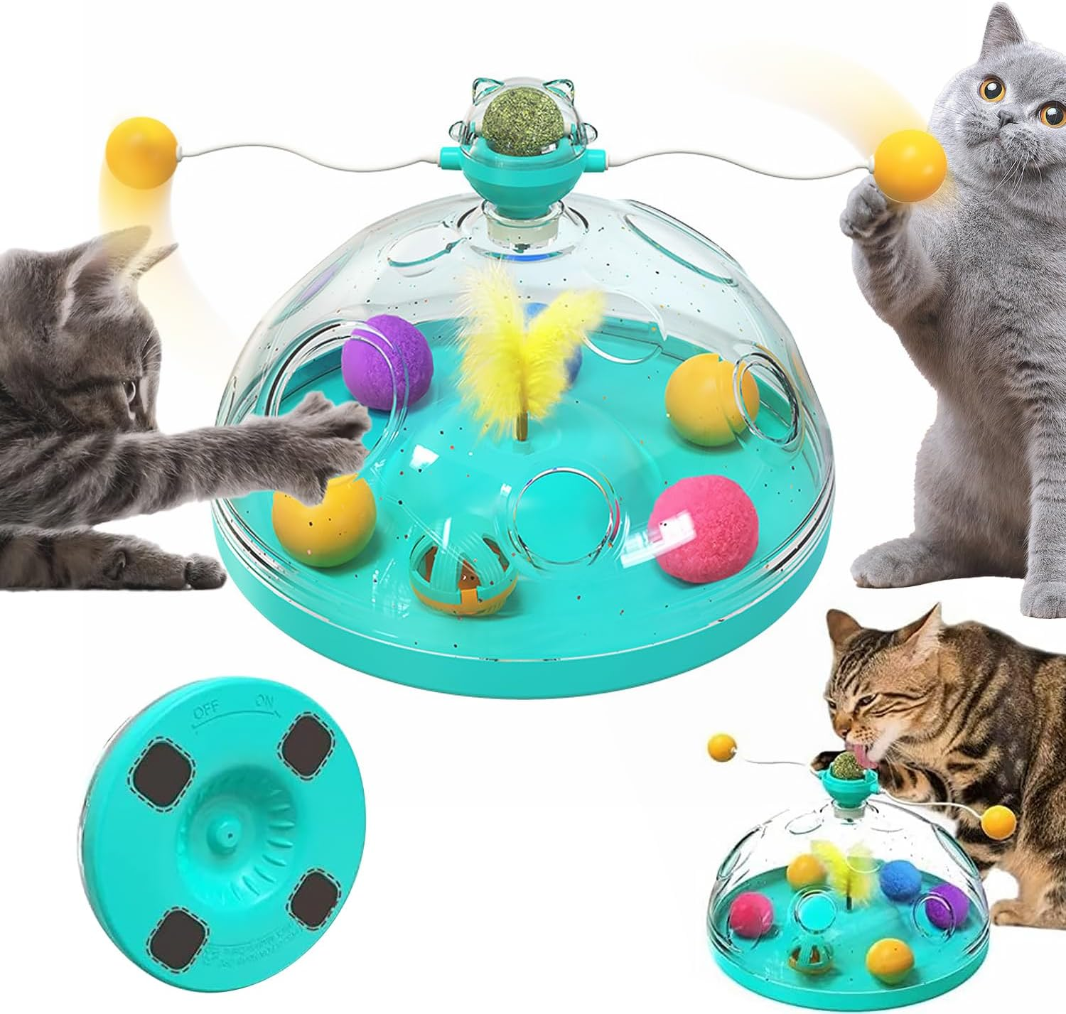 Interactive Toys for Cats,4 in 1 Cat Toy Indoor for Cats Interactive Cat Toy,Interactive Cat Toy for Indoor Cats,Puzzle Cat Toys Kitty Treasure Chest image number 2