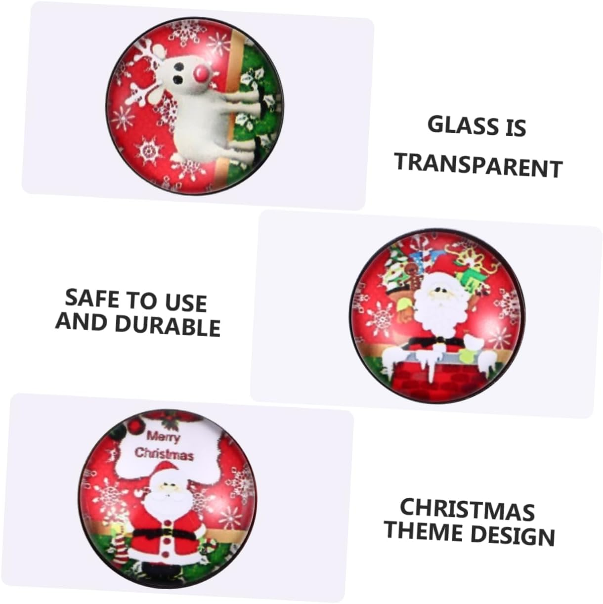 TEHAUX 24Pcs Glass Snap Buttons Jewelry Snap Charms Christmas Decorations Glass Buttons Jewelry Accessories for Craft Projects image number 2