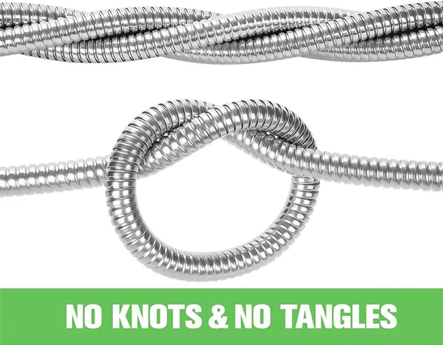 50Ft Flexible Garden Hose - Stainless Steel with Multi-Function Nozzle, Kink Free & Tangle Free, Suitable for Patio, Outdoor, RV Use image number 3