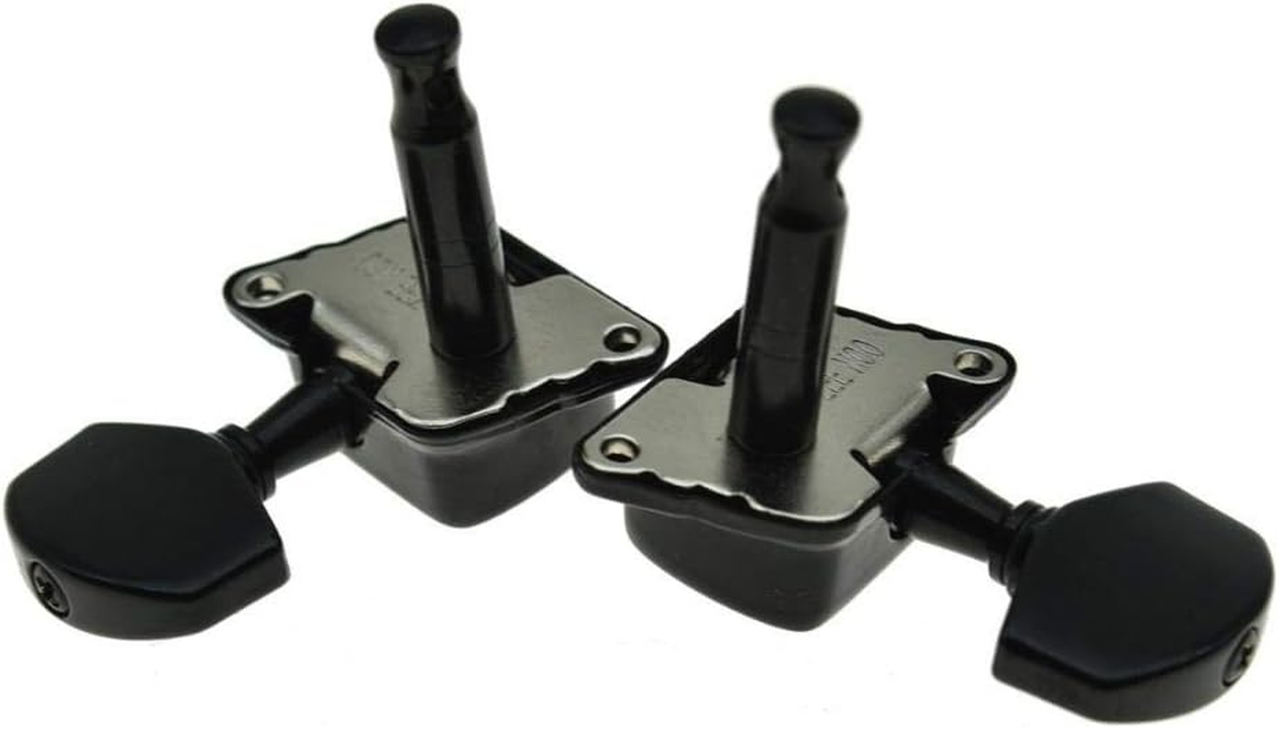 KAISH 3X3 Semi-Closed Guitar Tuning Keys Guitar Tuners Machine Heads for Acoustic or Electric Guitars Black - Black image number 2
