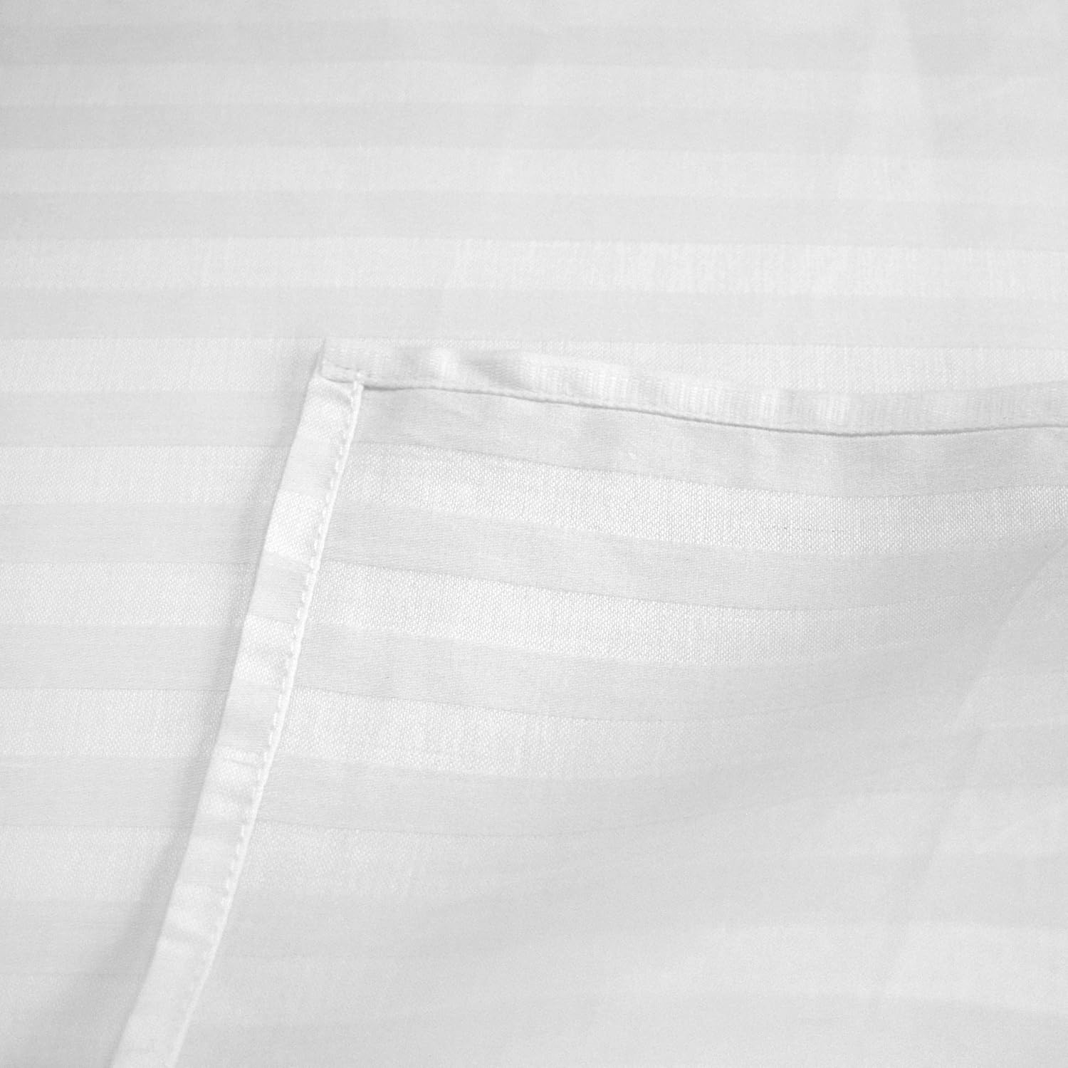 Essina Double Bed Sheet Set, 4Pc Striped Cotton Double Bed Sheets 680 Thread Count, Deep Pocket Double Bed Fitted Sheet, Solid Colour Sheet Set, Colour Palette White image number 5