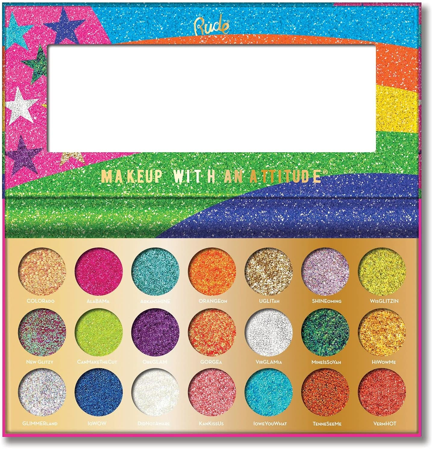 RUDE United Shades of Glitter 21 Pressed Glitter Palette