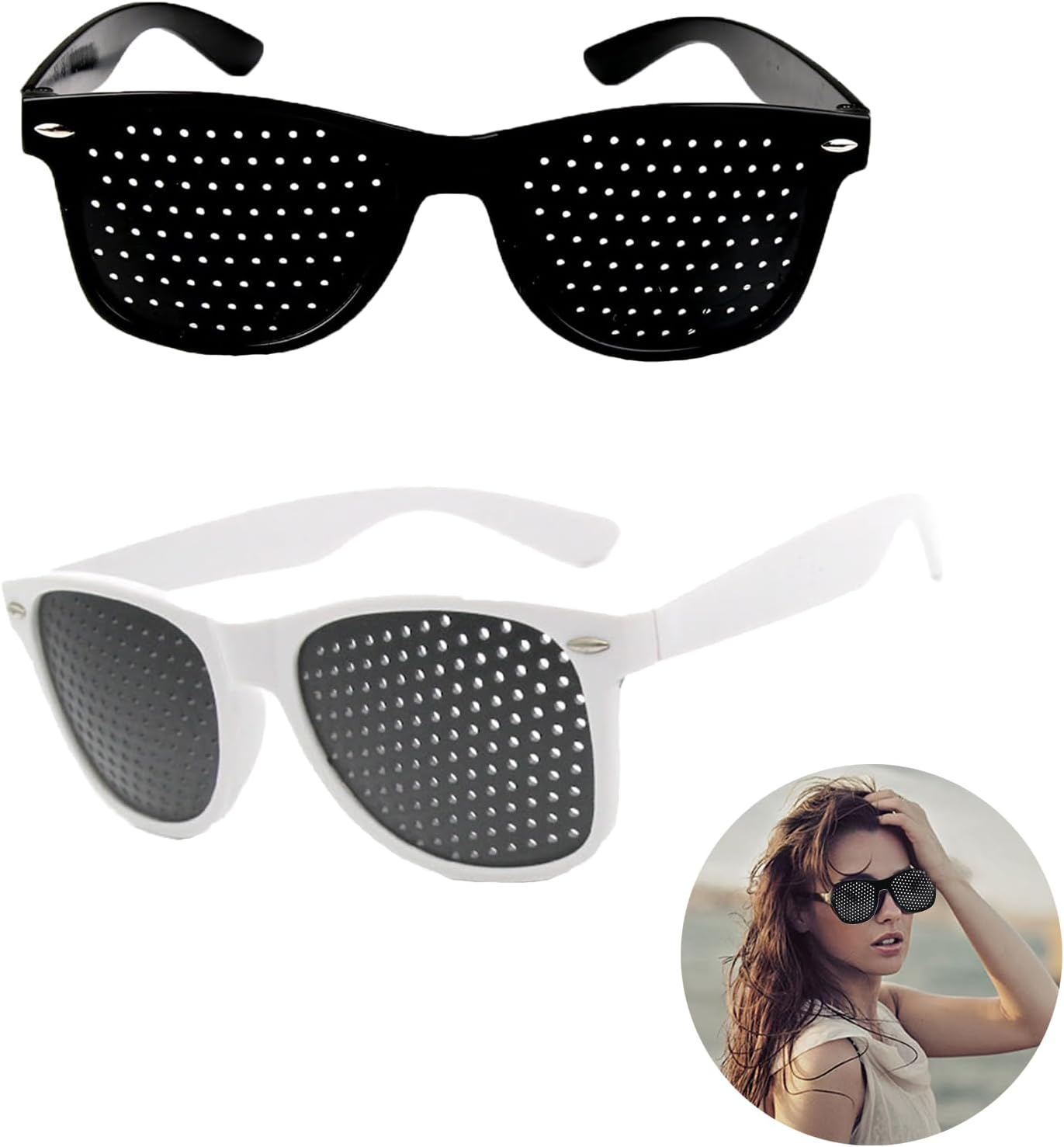 Pack of 2 Grid Glasses for Eye Training, Grid Glasses, Eye Trainer, Hole Glasses, Grid Multidot Glasses, Pinhole Glasses, Multi Dot Glasses for Vision Improvement - Black image number 5