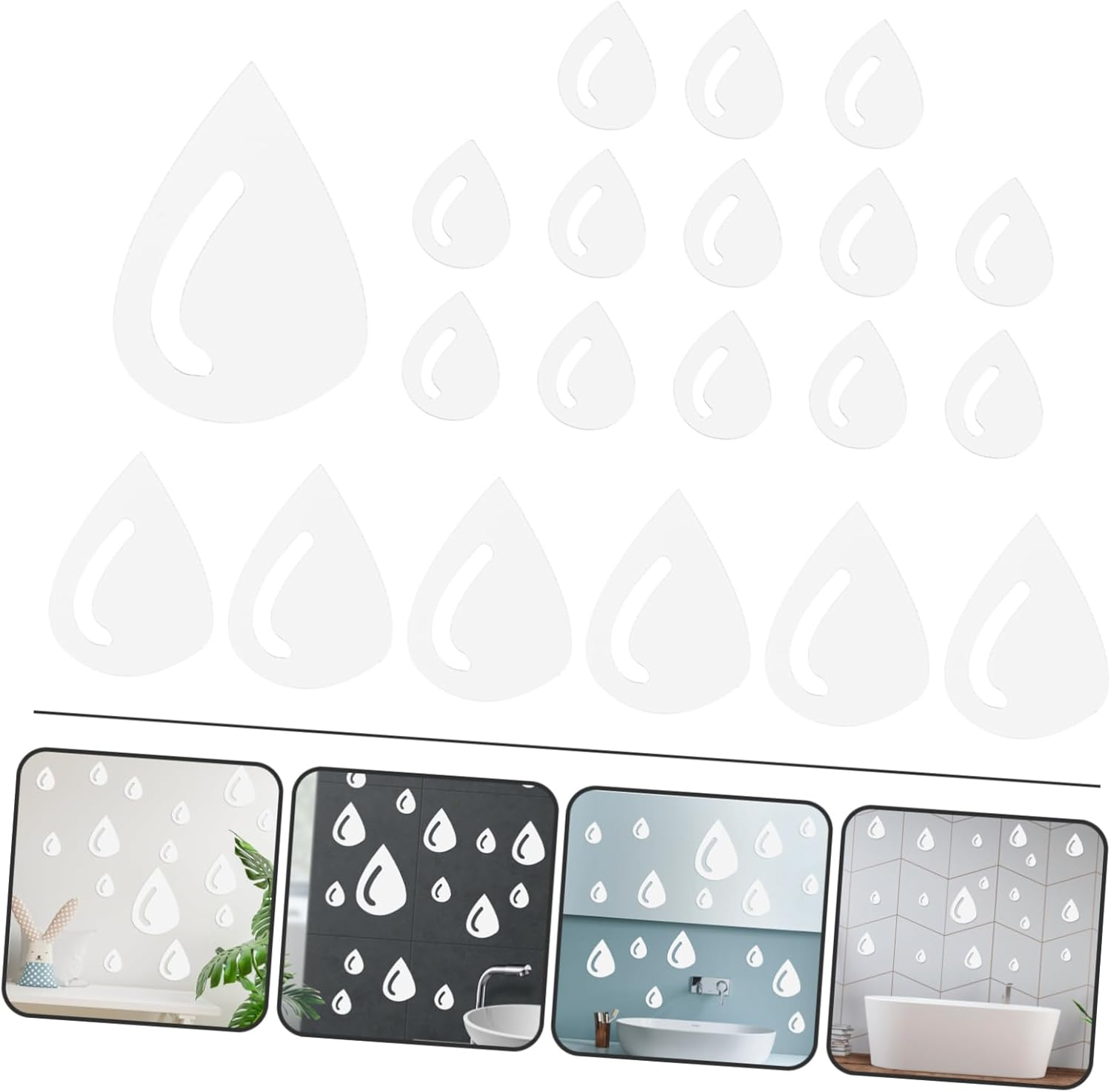 20Pcs Mirror Wall Decal Self-Adhesive Acrylic Stickers Creative Water Drop Decor for Home Decor