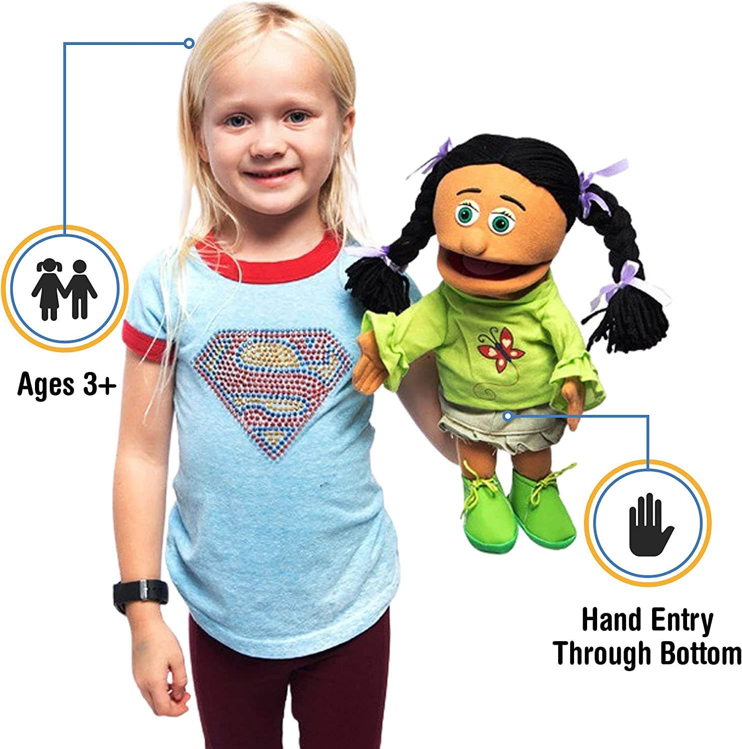 14" Jasmine, Hispanic Girl, Hand Puppet image number 1