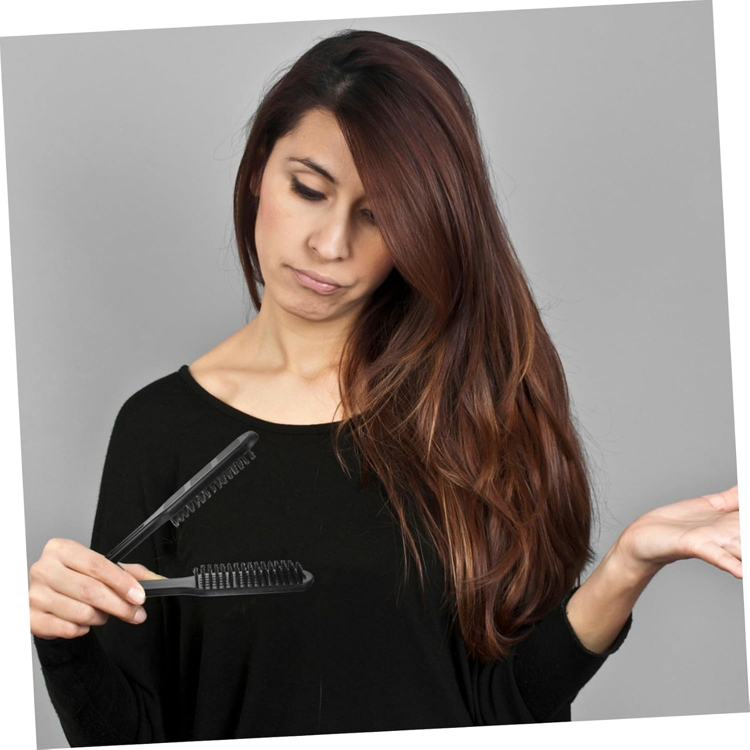 Straight Hair Styling Comb Double Sided Hair Straightener Clamp Salon Comb for Women image number 2