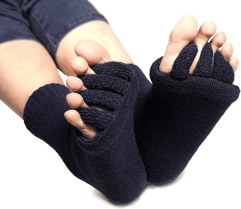 3 Pairs Yoga Sport Gym Five Toe Separator Socks Foot Alignment Pain Massage Toeless Socks