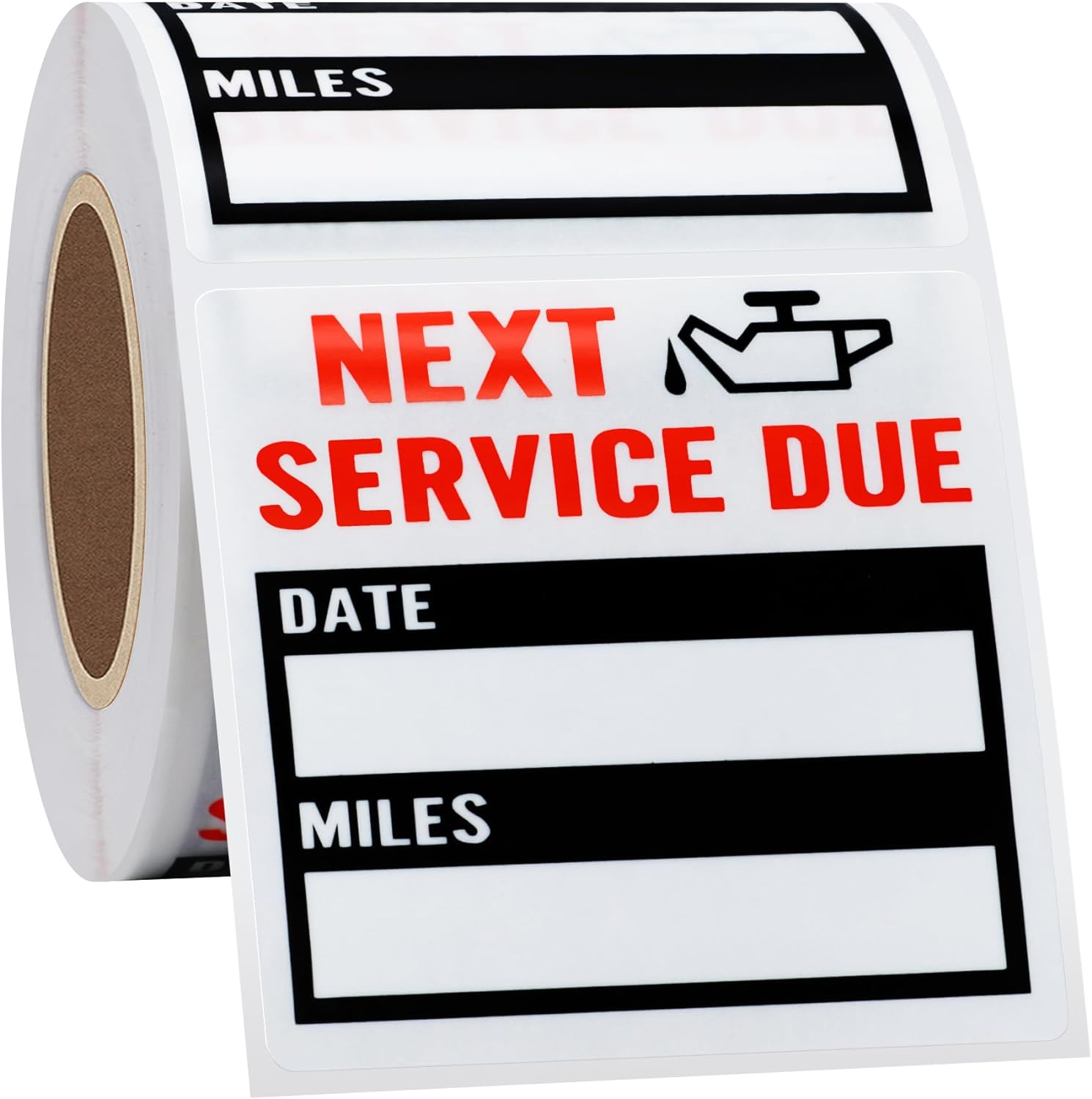 Hybsk 200Pcs Service Stickers Transparent Car Oil Change/Service Reminder Stickers 2X2 Inch Waterproof Clear PET Oil Change Stickers (Black) - Black image number 3