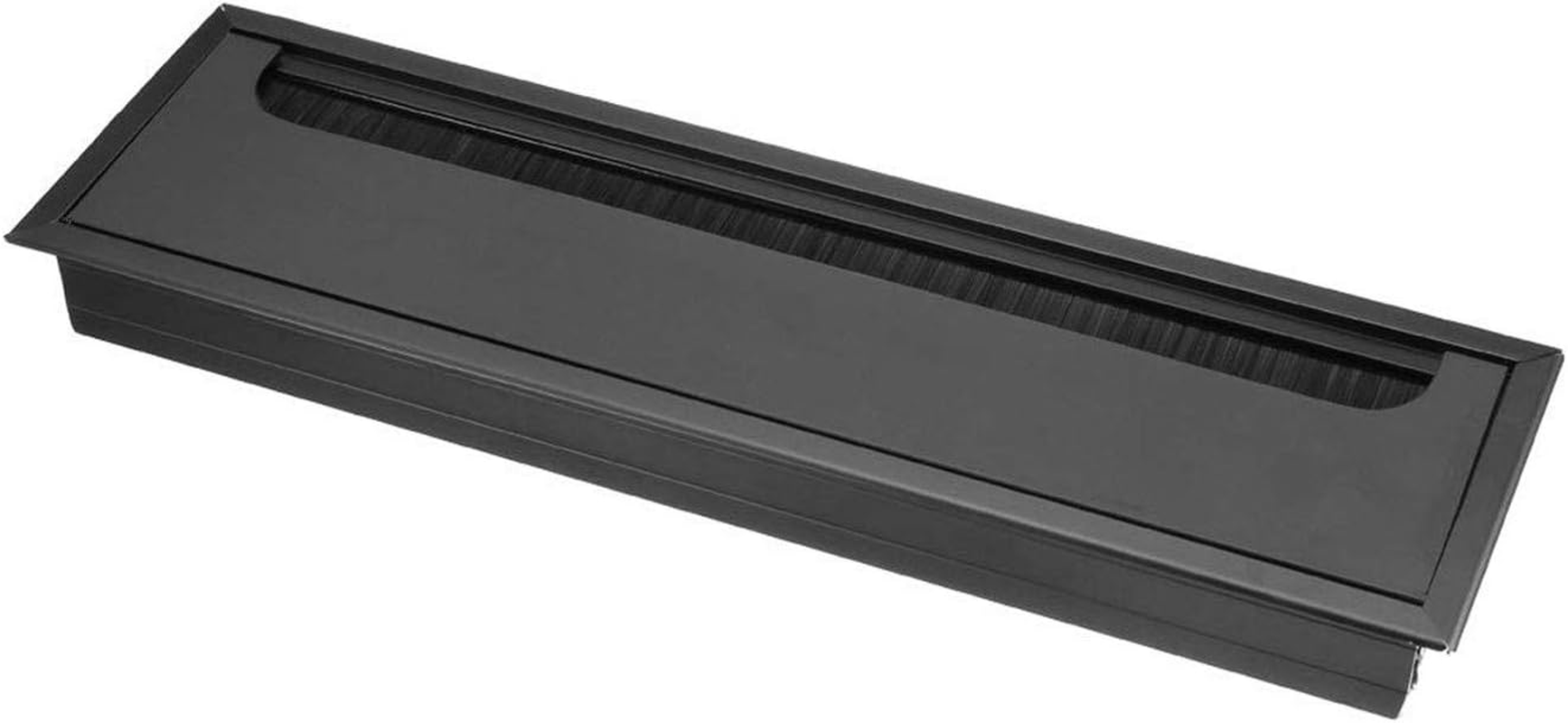 XMHF Aluminum Alloy Rectangle Wire Cable Grommet Hole Cover Cable Organizer for Office Desk Computer Desk Table 11 X 3.15 Inch (280 X 80Mm;Silver Tone) image number 2