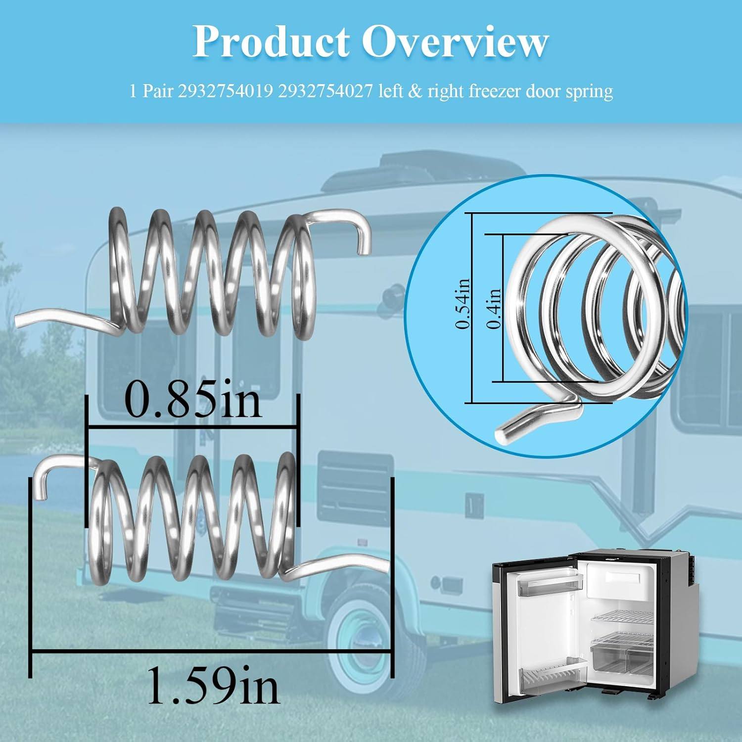 Spring Assembly Kit 3-In-1 Left for Dometic RV Camper Trailer Single Door Fridge Freezer (Spring Combo) image number 3