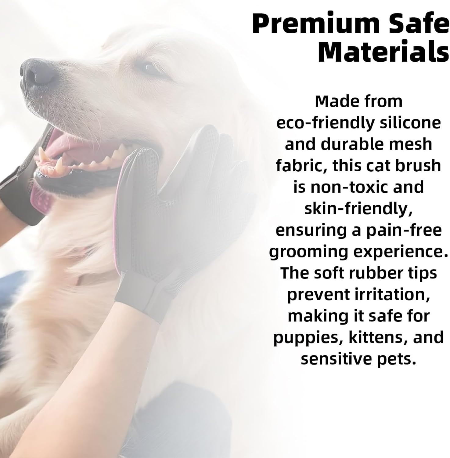 Pet Grooming Glove for Hair Removal and Bathing - 1 Pair Pet Hair Remover Glove for Cat/Dog/Rabbit/Horse with Long/Short Fur, Easy Mess Free Deshedding, BPA Free Pet Grooming Mitt (Pink) image number 3