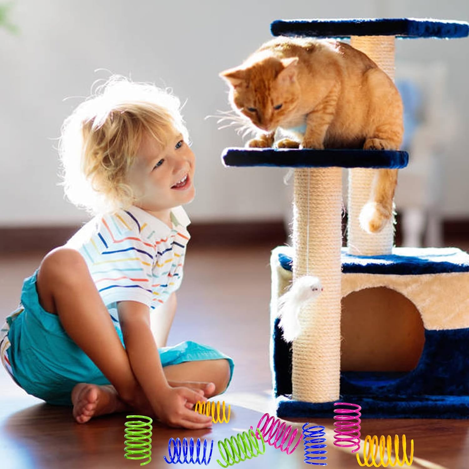 100 Pcs Cat Springs Toys, Cat Spiral Springs Colorful Interactive Cat Toys for Indoor Cats, Lightweight Durable Plastic Cat Spring Coil for Chewing, Swatting, Biting, Hunting Kitten Toys image number 2