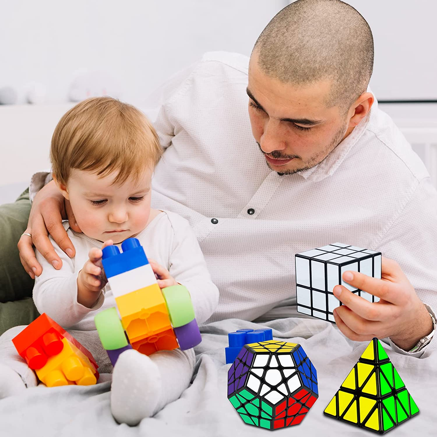 YKL World Black Magic Dodecahedron Megaminx + 3X3X3 Pyraminx + Silver 3X3 Mirror Puzzle Cube image number 1