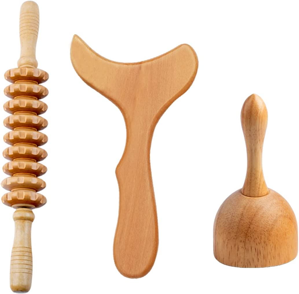 Wood Therapy Massage Tools 3 in 1 Lymphatic Drainage Massager Body Sculpting Tool Maderoterapia Kit Wood Therapy Tools Lymphatic Drainage Tool Wooden Swedish Cup Maderotherapy Colombiana image number 3