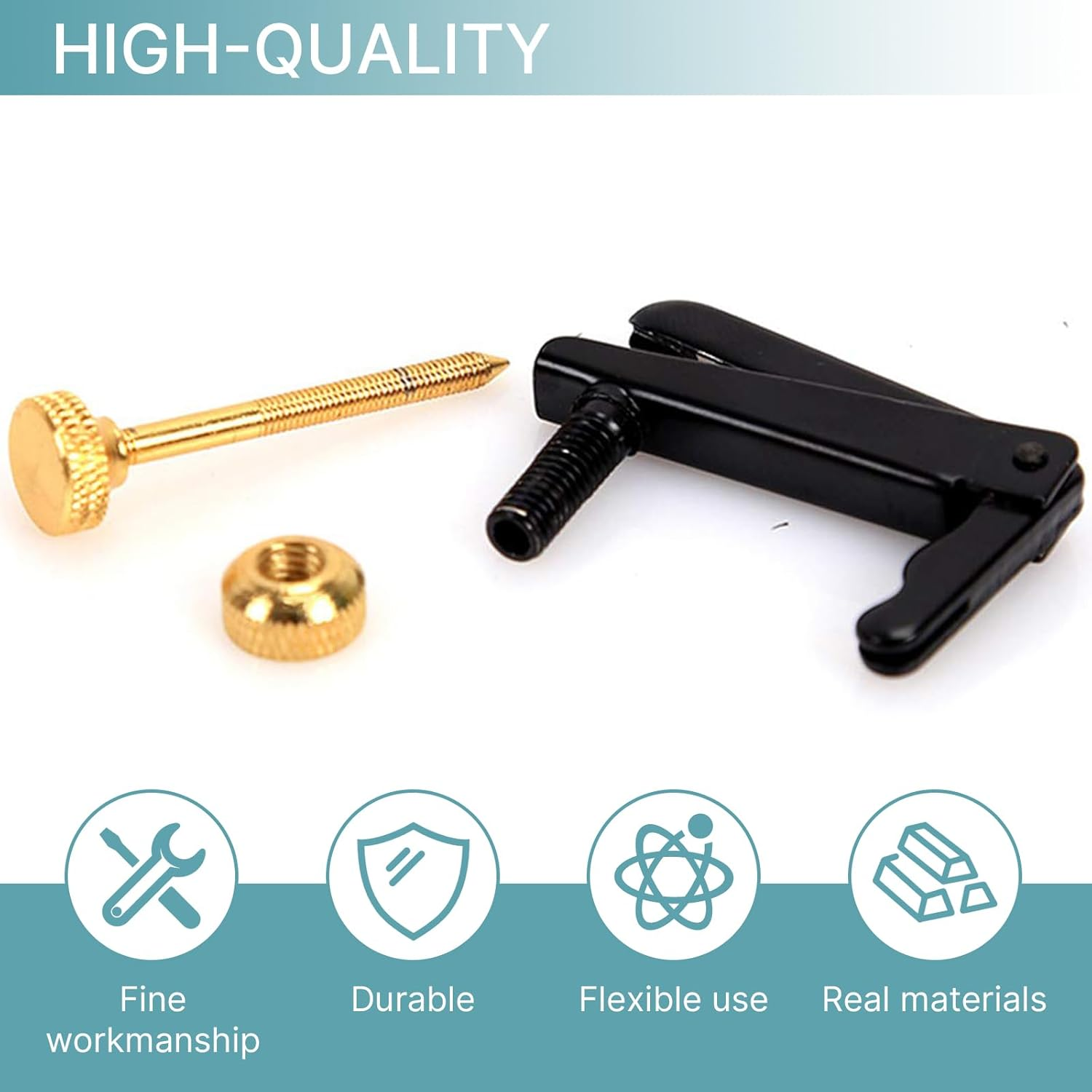 Violin Fine Tuners for 4/4-3/4 Violin, Stainless Metal String Spinner Adjuster, Nickel Plated anti Rust, 4 Pcs Black/Gold image number 5