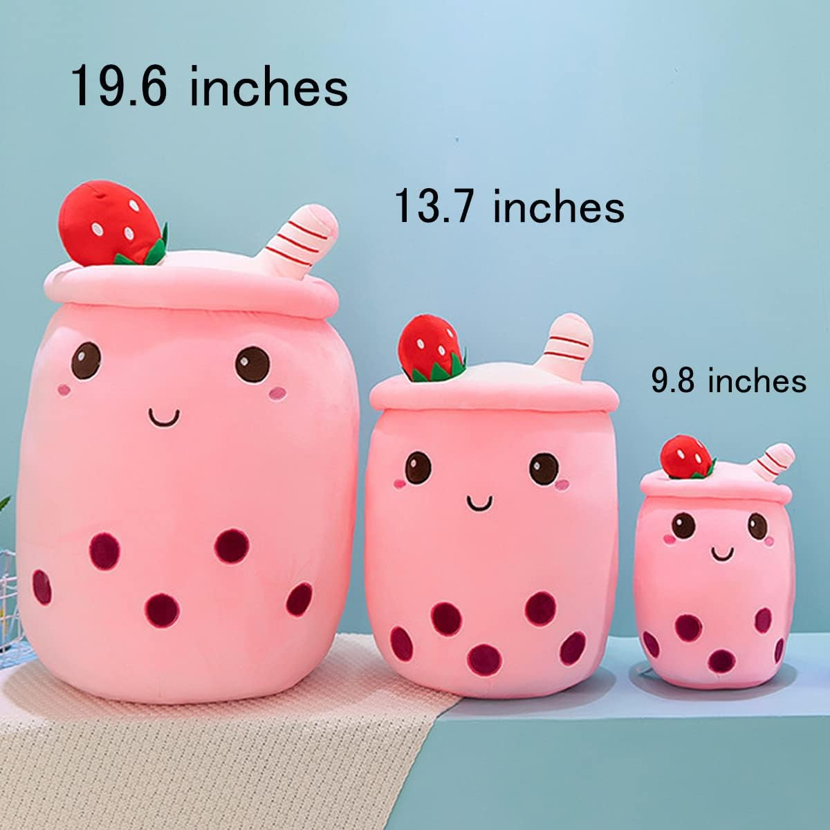 MDXMY Boba Plush Stuffed Bubble Tea Plush Pillow Soft Cute Pearl Milk Tea Hug Pillow(Pink Cream,19.6 Inches) image number 6