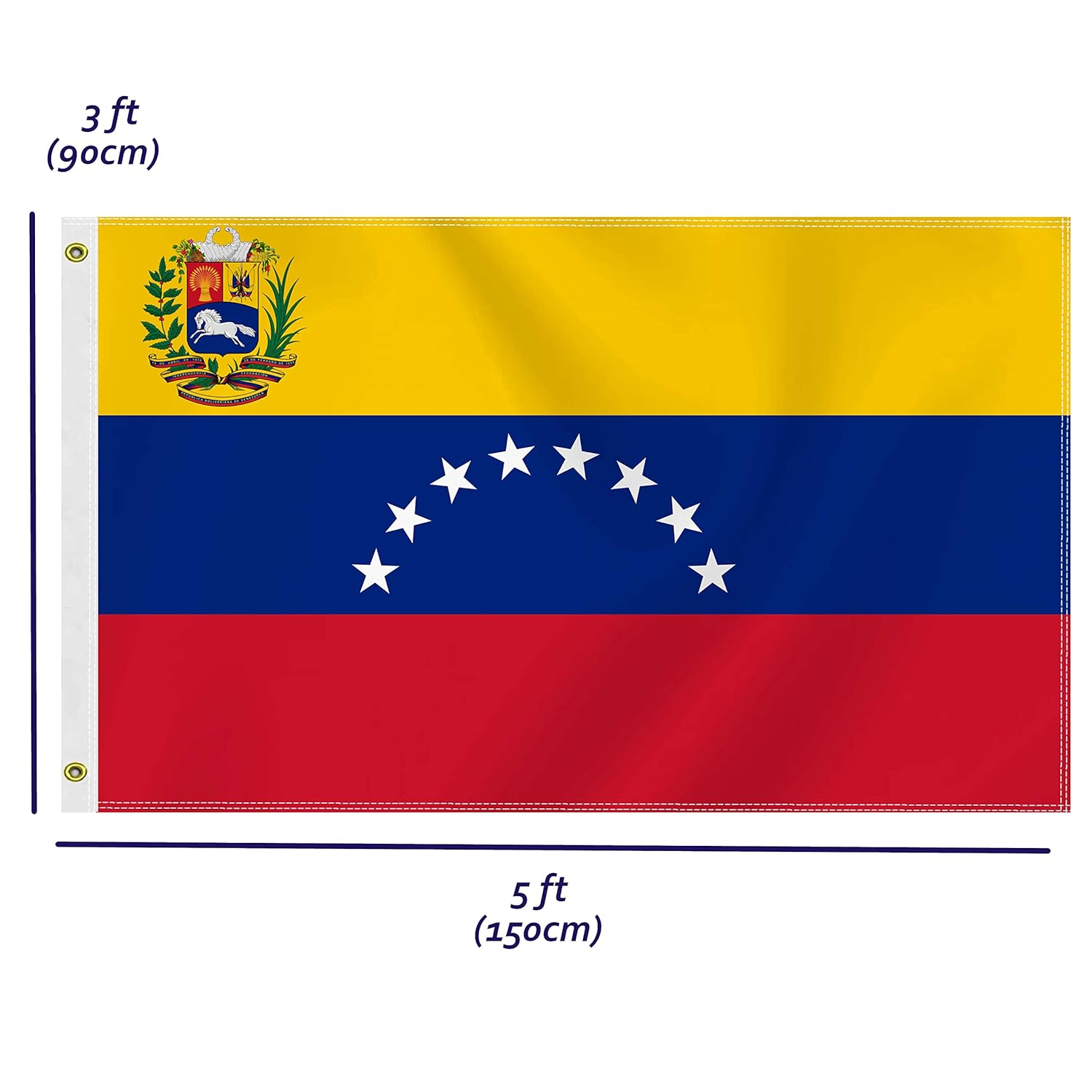 Large 3&times;5 FT Venezuela Flag, Big 75D Venezuelan National Outdoor Banner,Decorgarden with Brass Gromment image number 1