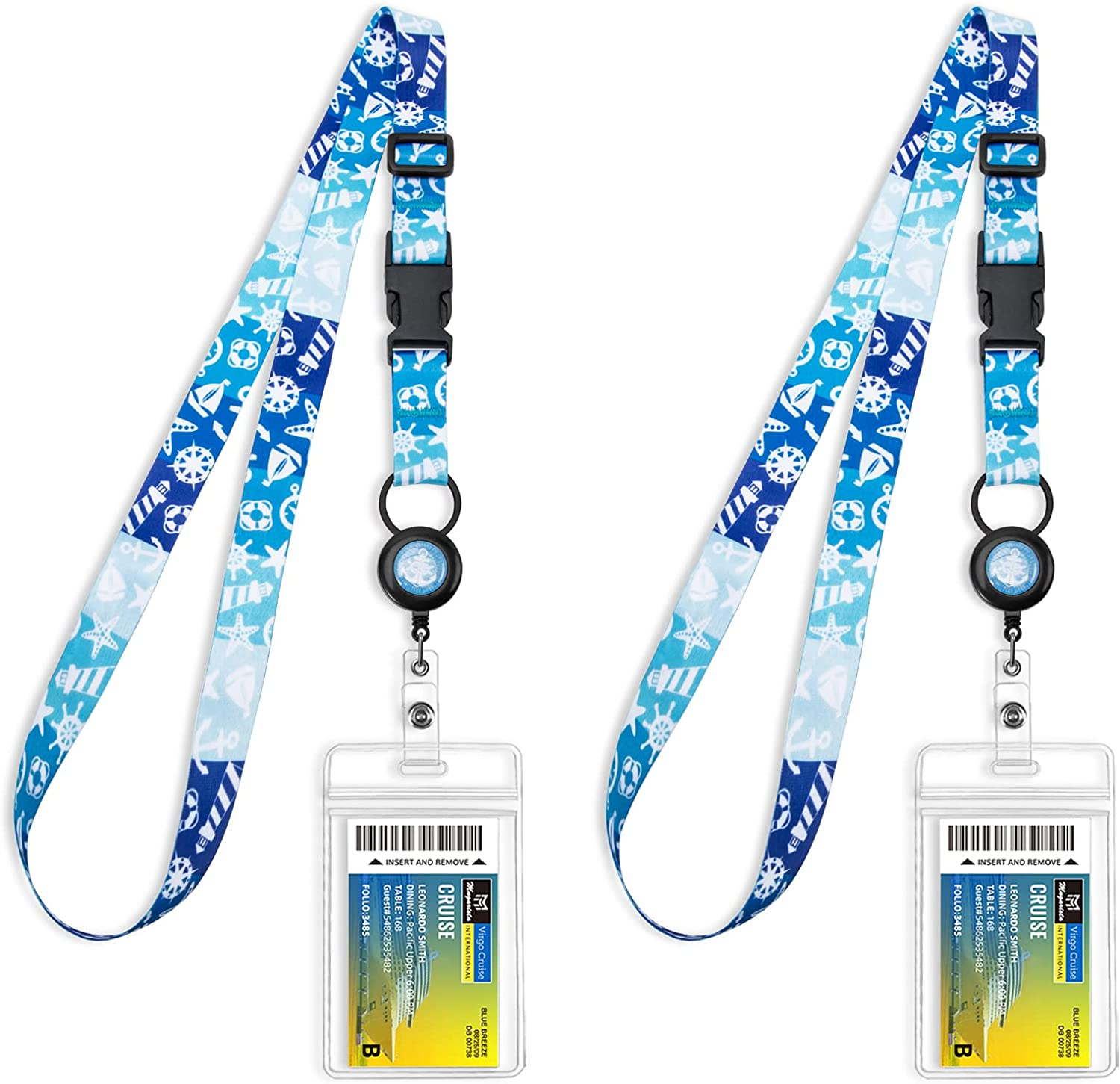 MNGARISTA Retractable Cruise Lanyard for Ship Cards, Waterproof Lanyards for Cruise Ship Cards with ID Holder, 2 Pack, Underwater World